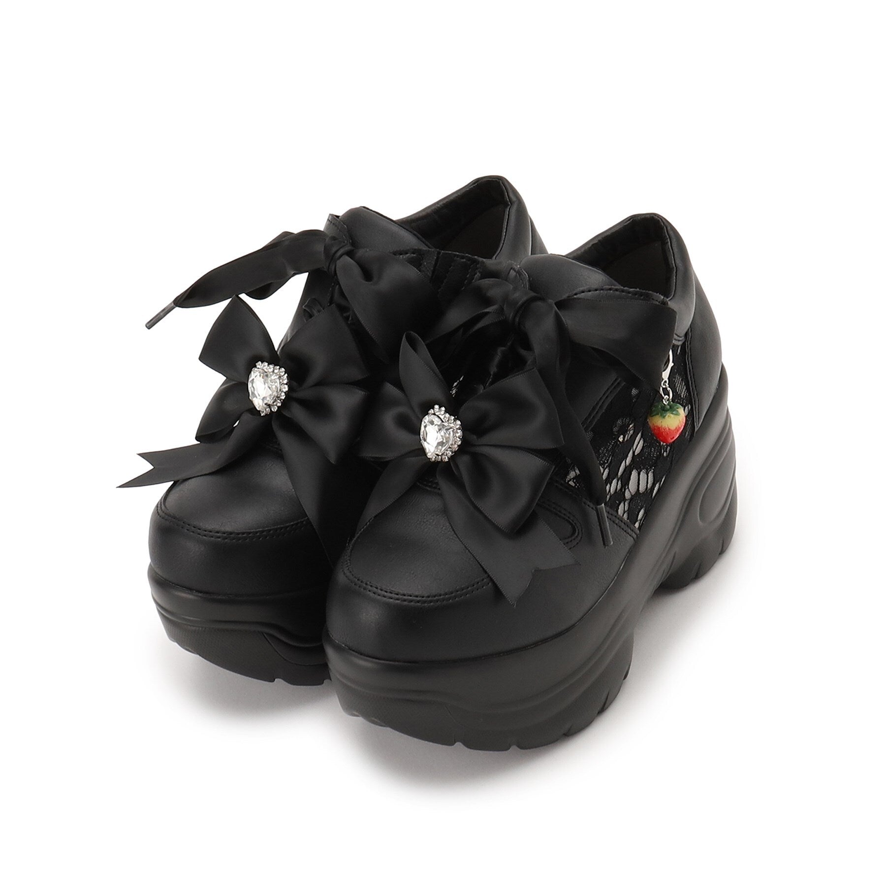 CS T&P Removable♪ Multi-WAY Thick-Soled Lace Strawberry Charm Sneakers