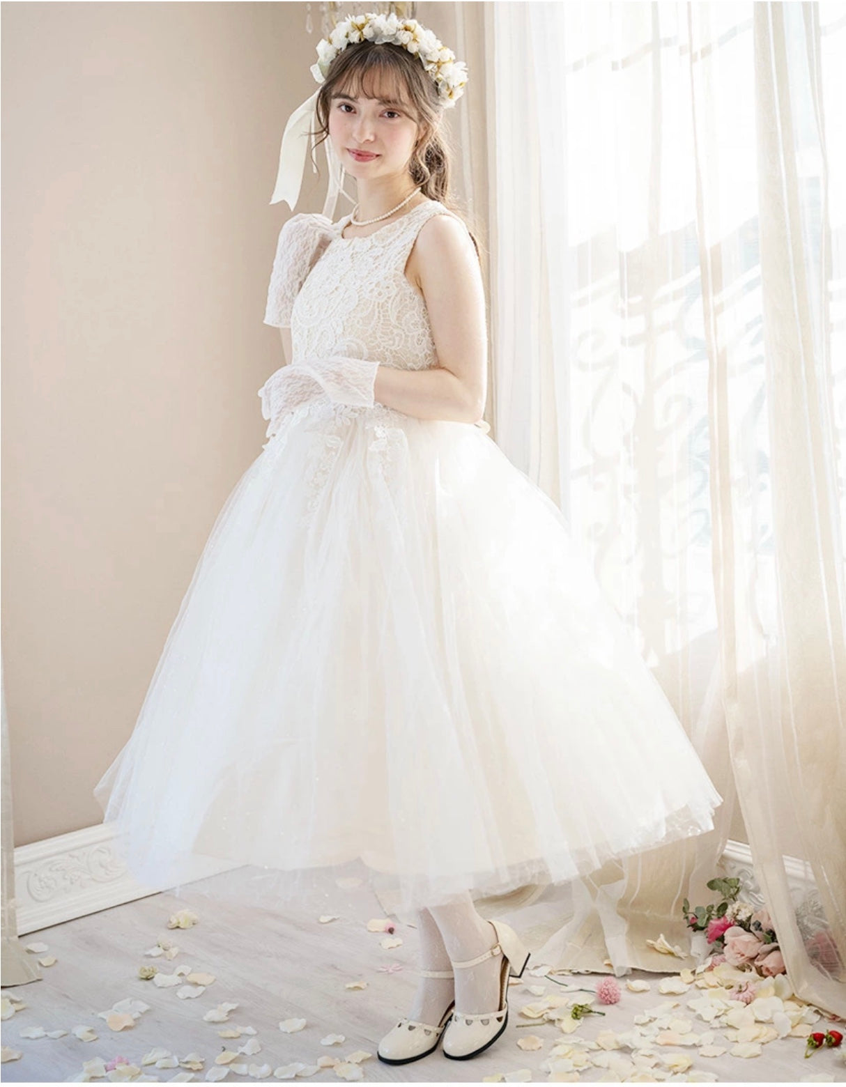 Catherine Cottage Dress with Chemical Lace and Sequin Tulle