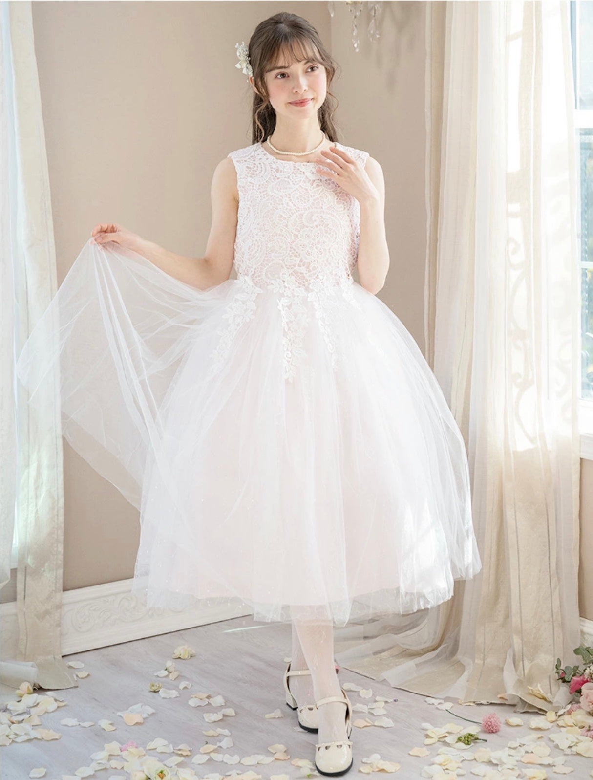 Catherine Cottage Dress with Chemical Lace and Sequin Tulle