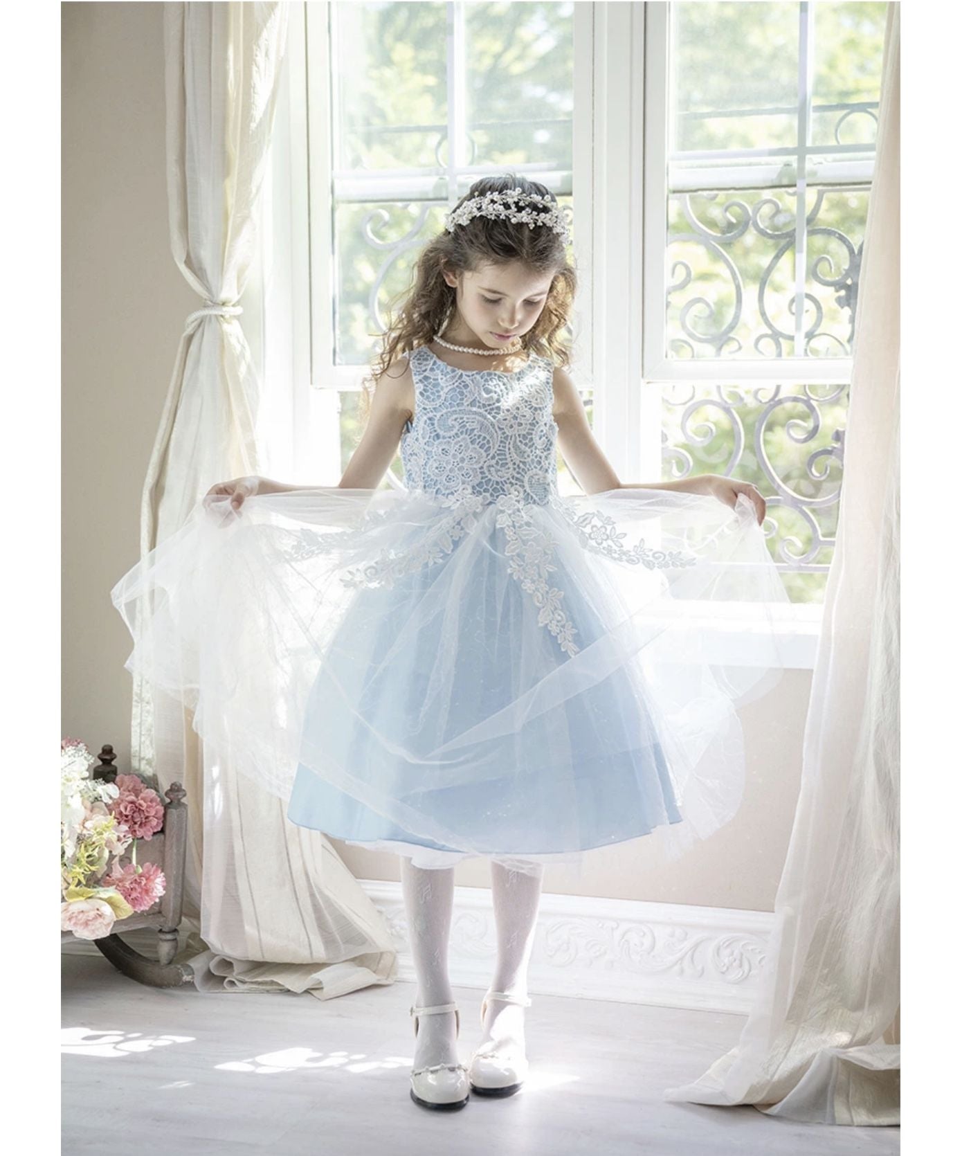 Catherine Cottage Dress with Chemical Lace and Sequin Tulle