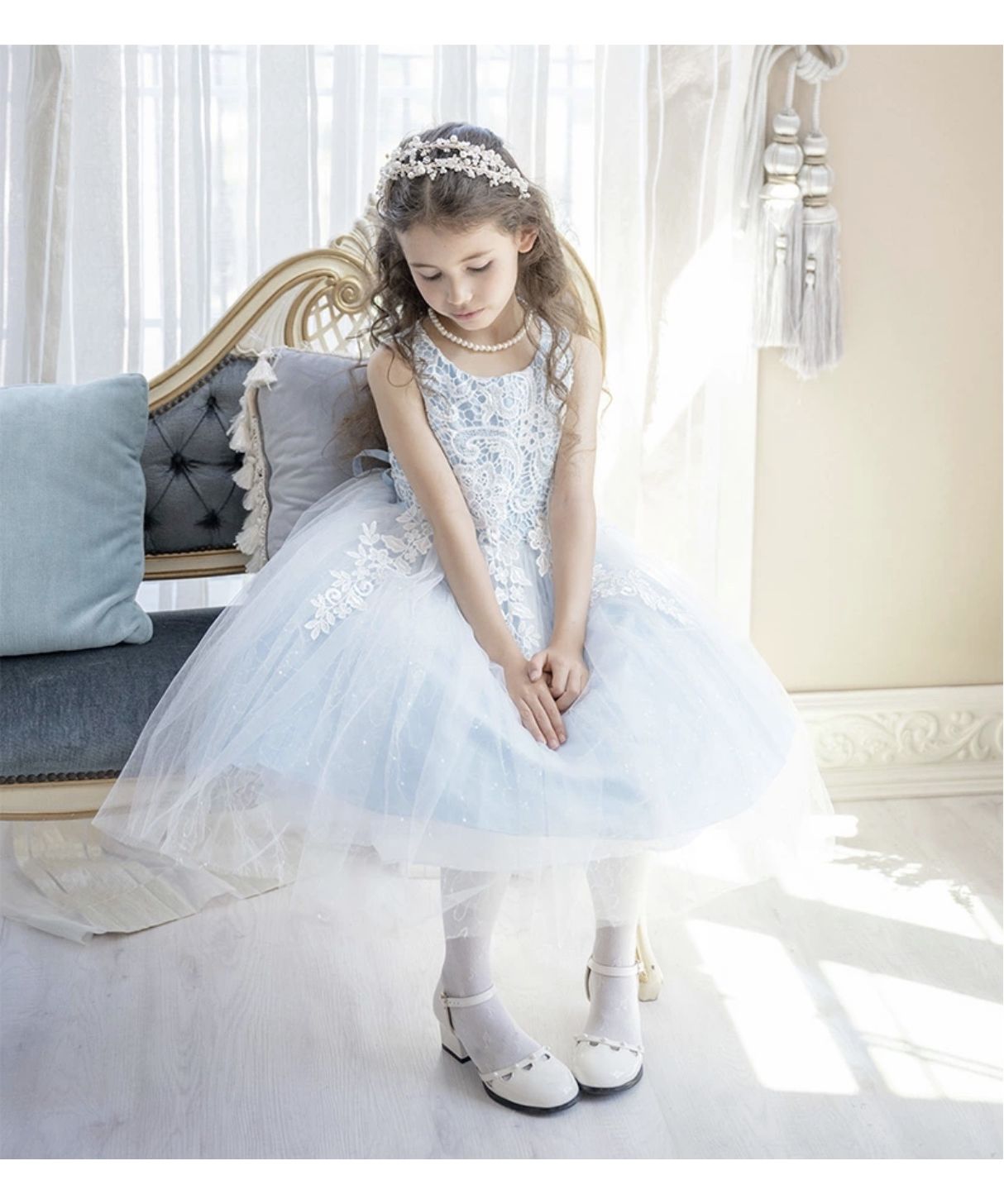 Catherine Cottage Dress with Chemical Lace and Sequin Tulle