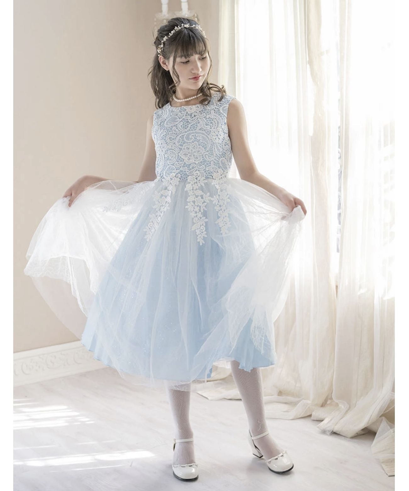 Catherine Cottage Dress with Chemical Lace and Sequin Tulle