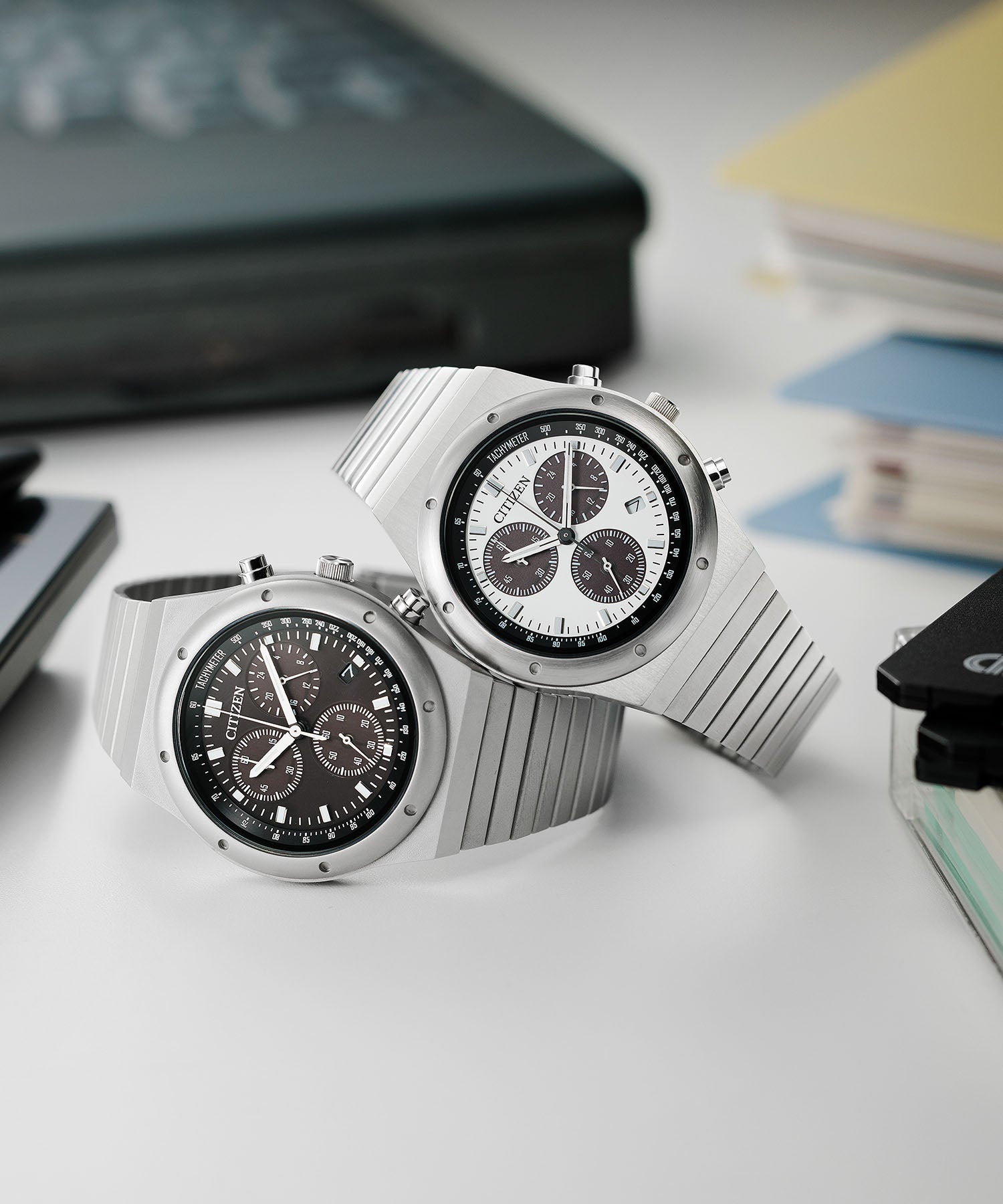 シチズンレコードレーベル CITIZEN COLLECTION RECORD LABEL RECORD LABEL エコ・ドライブ 1984 chronograph 特定店取扱いモデル ブラック