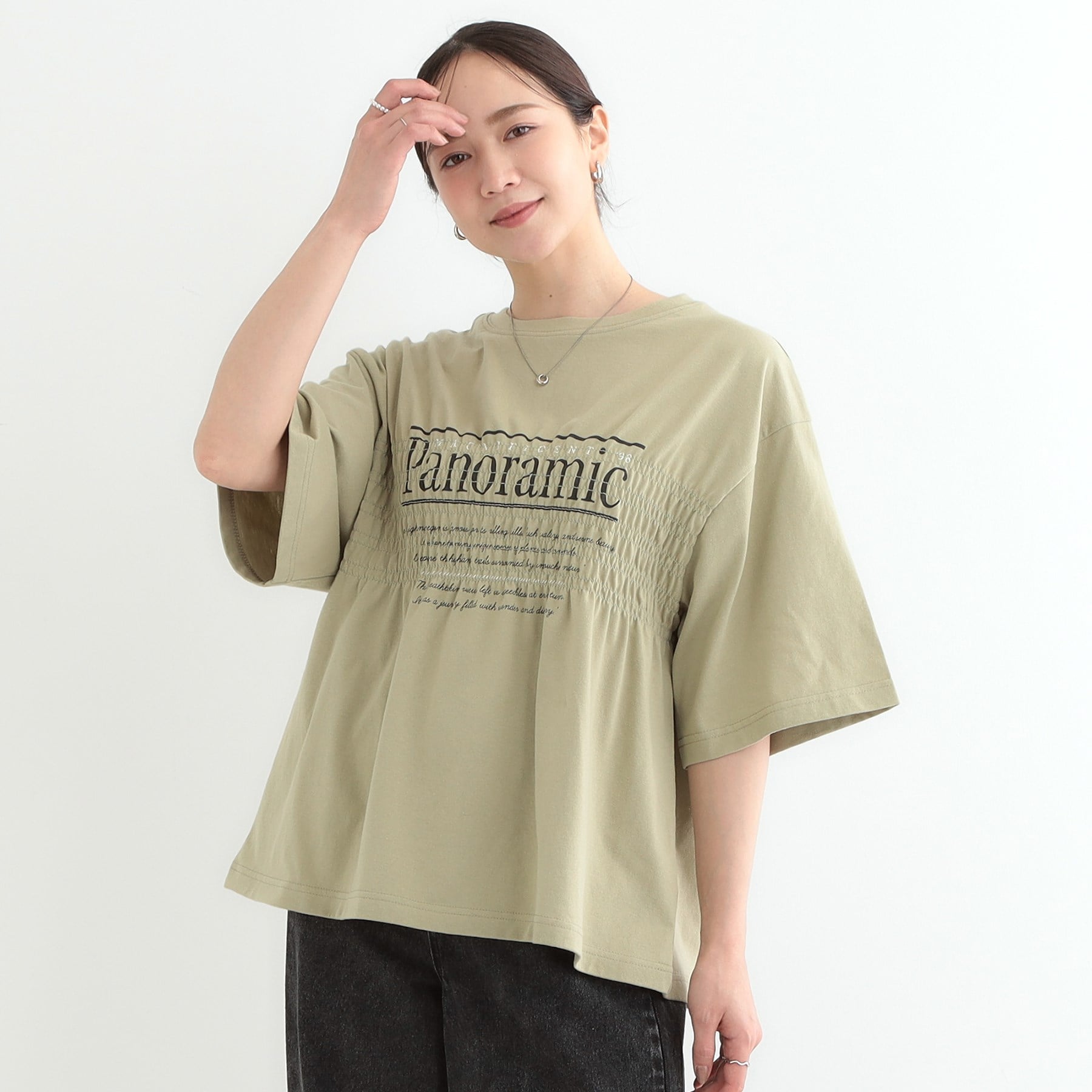 キューティーブロンド Cutie Blonde 胸シャーリング ロゴTシャツ (オリーブグリーン(026)) オリーブグリーン(026)