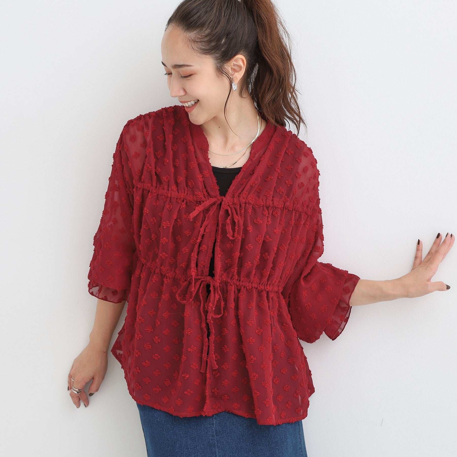 キューティーブロンド Cutie Blonde シアードビーシャーリングブラウス (レッド(060)) レッド(060)