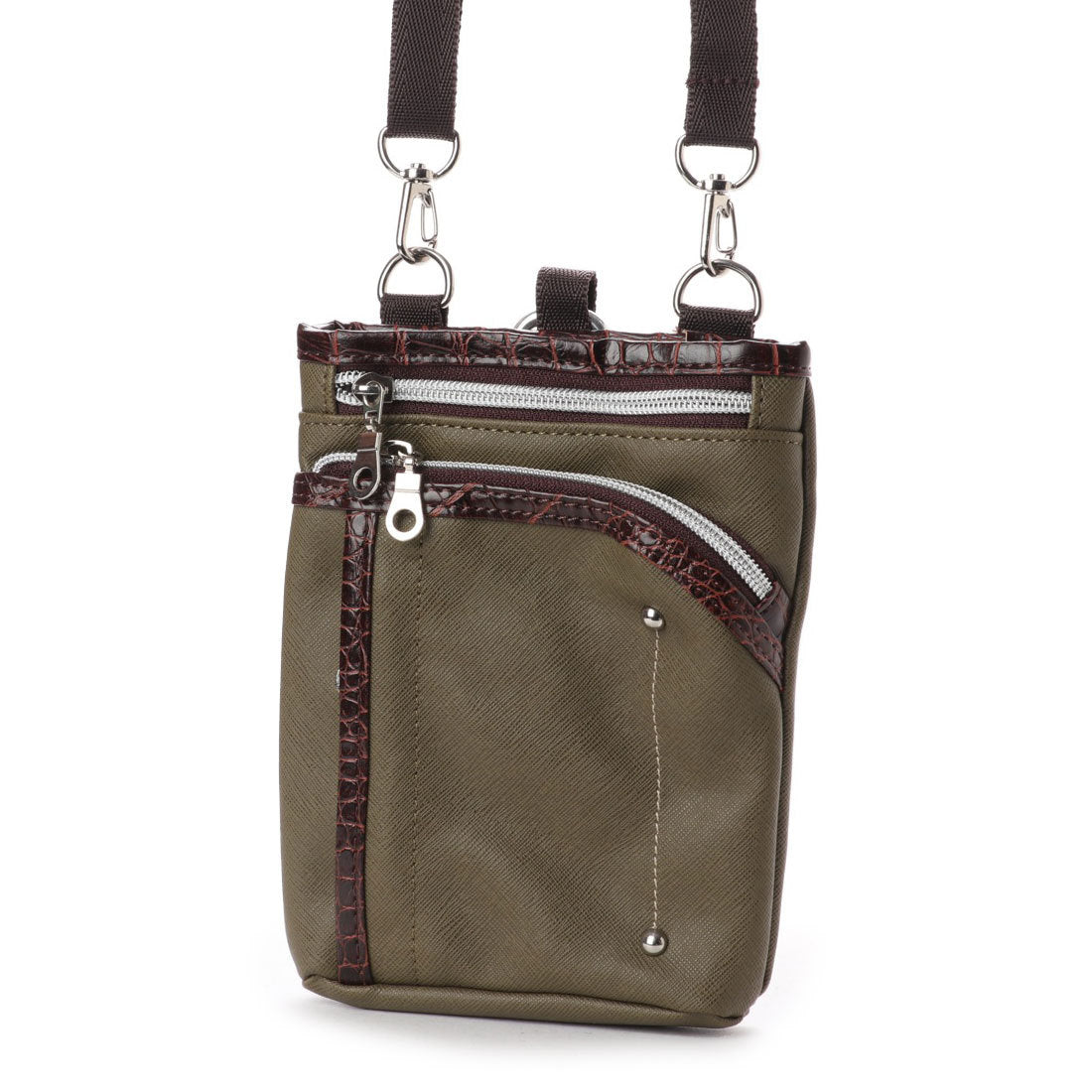 キュービック コア CUBIC CORE クロコ模様がワイルド!2WAYシザーバッグ,カーキ