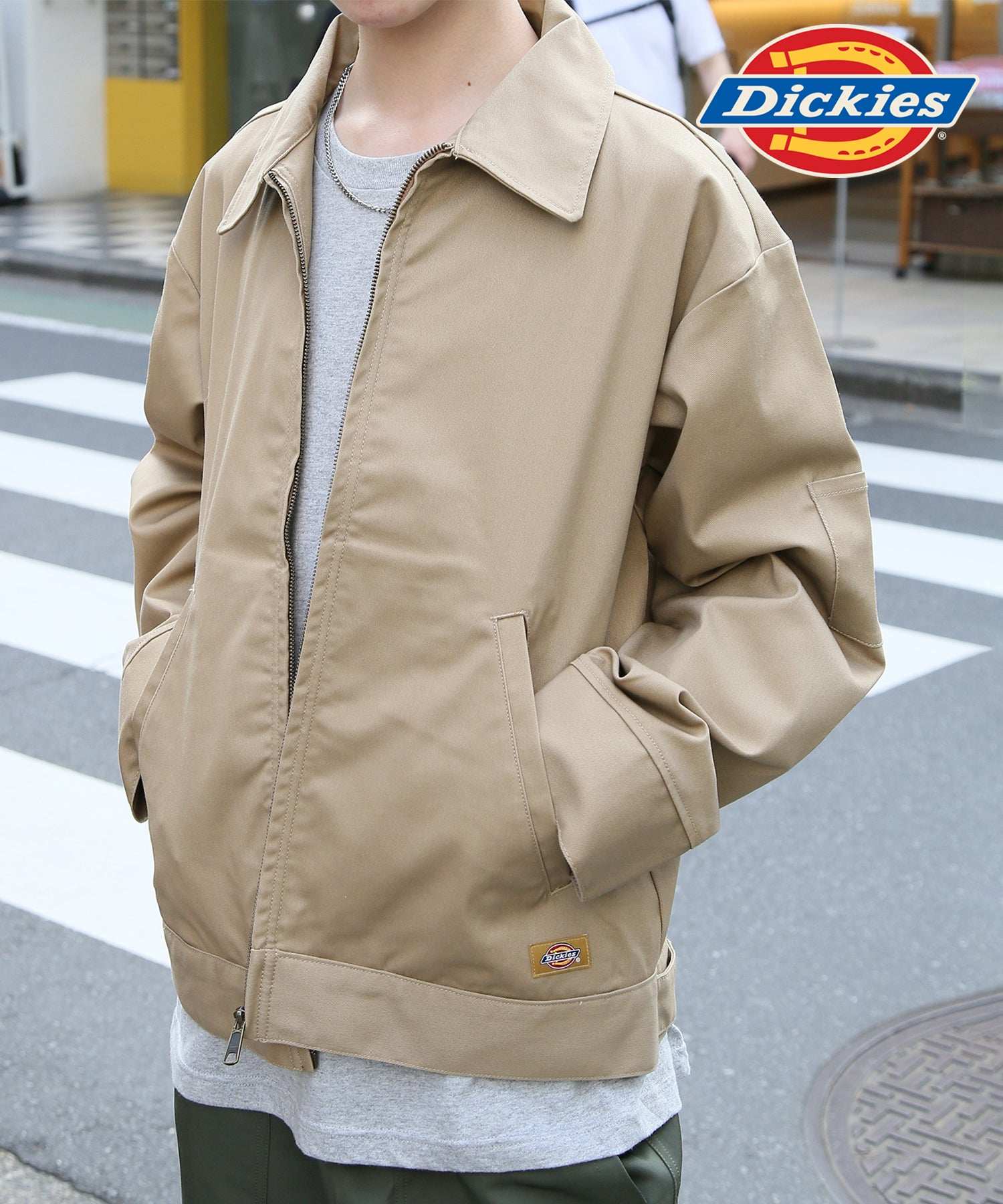 ディッキーズ Dickies 【Dickies / ディッキーズ】 T/C/PUツイルFZIPブルゾン アウター ブルゾン ジップ 長袖 ポケット ステンカラー 3178ー4130,ベージュ