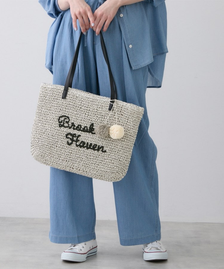 デッサン Dessin ロゴ刺繍 ポンポンチャーム付き ペーパーメッシュトート (ネイビー(094)) ネイビー(094)