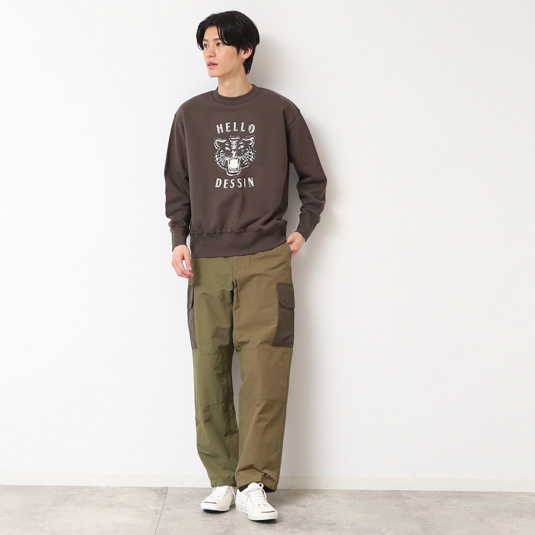 デッサン Dessin 製品洗い配色パンツ (カーキ(027)) カーキ(027)