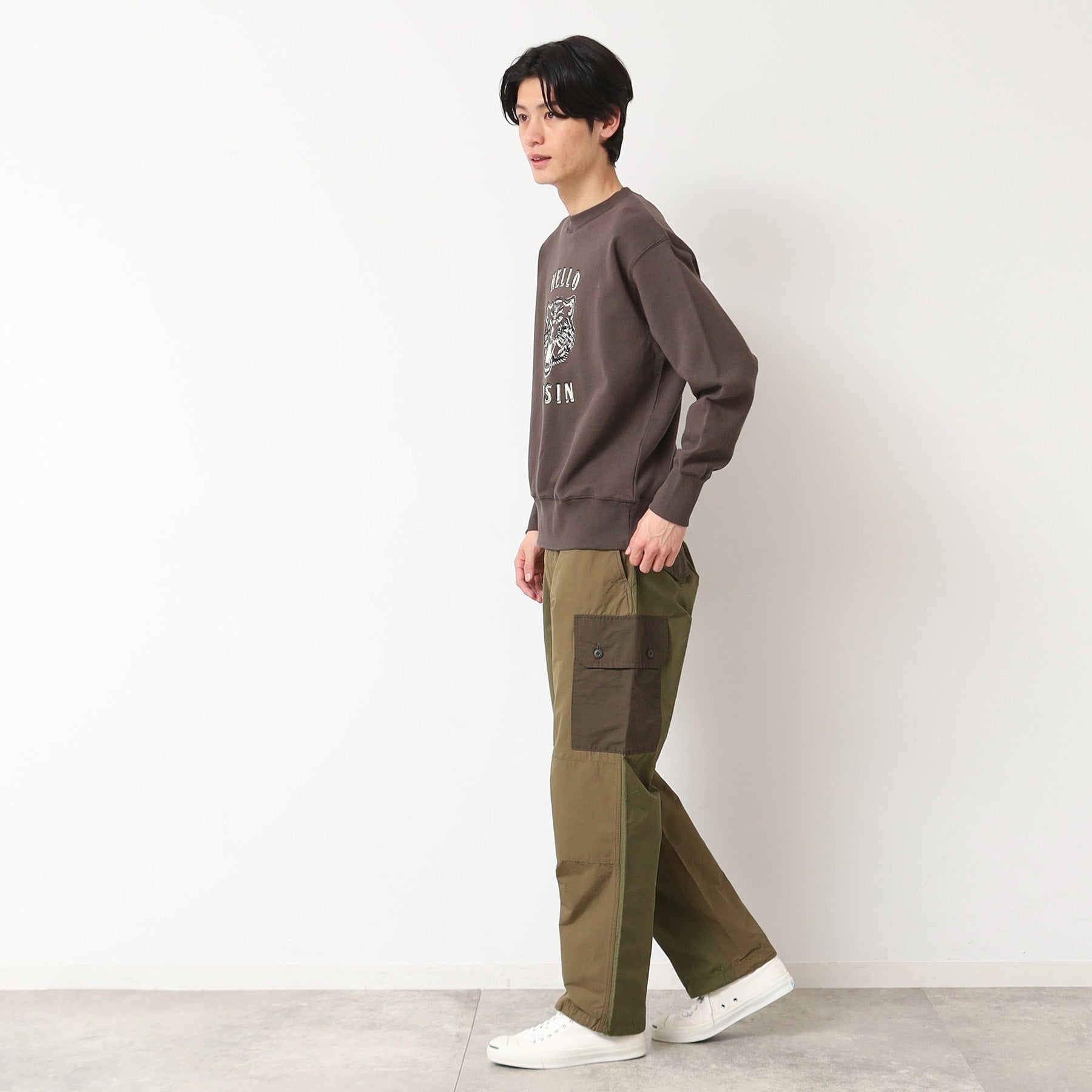 デッサン Dessin 製品洗い配色パンツ (カーキ(027)) カーキ(027)