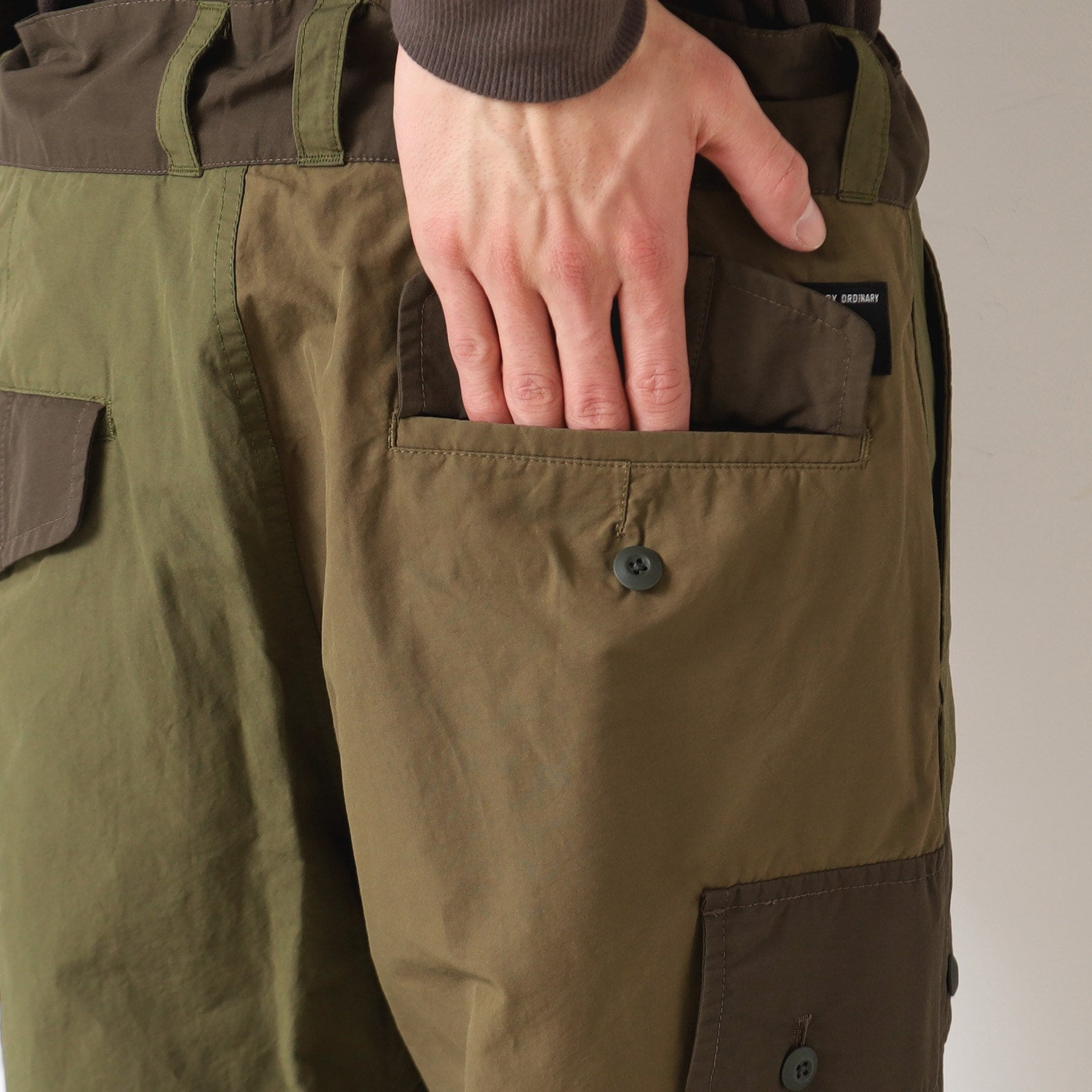 デッサン Dessin 製品洗い配色パンツ (カーキ(027)) カーキ(027)