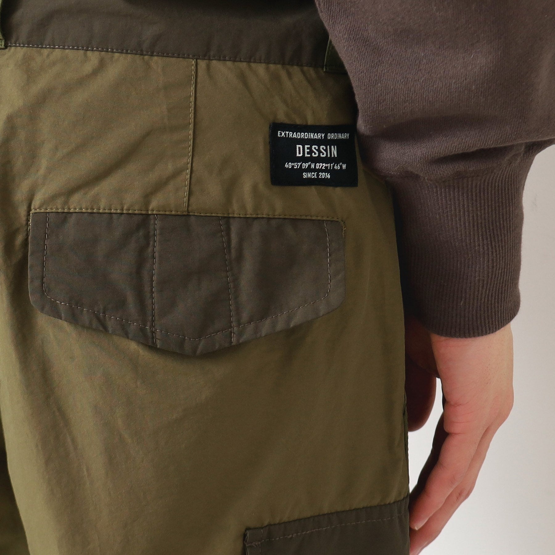 デッサン Dessin 製品洗い配色パンツ (カーキ(027)) カーキ(027)