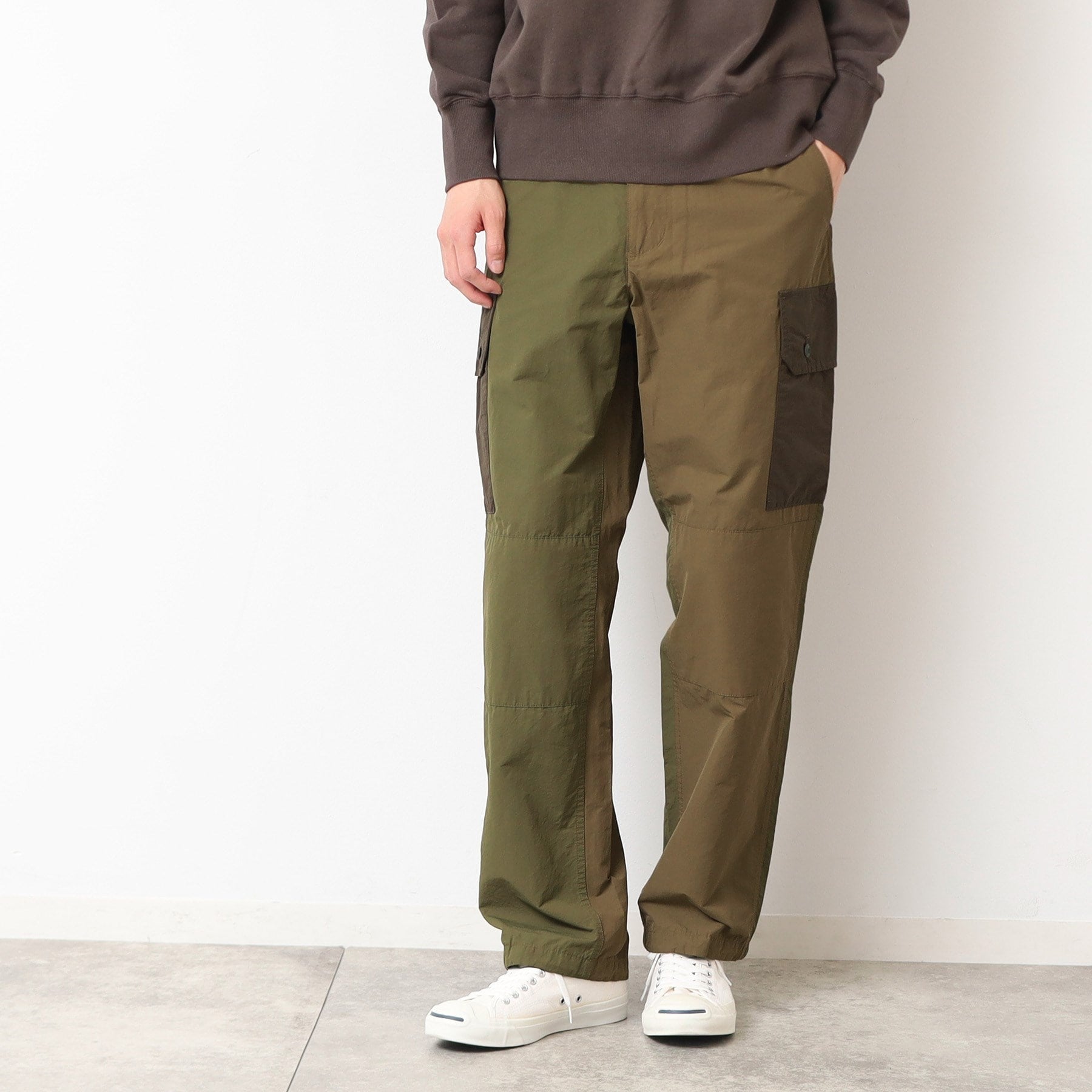 デッサン Dessin 製品洗い配色パンツ (カーキ(027)) カーキ(027)