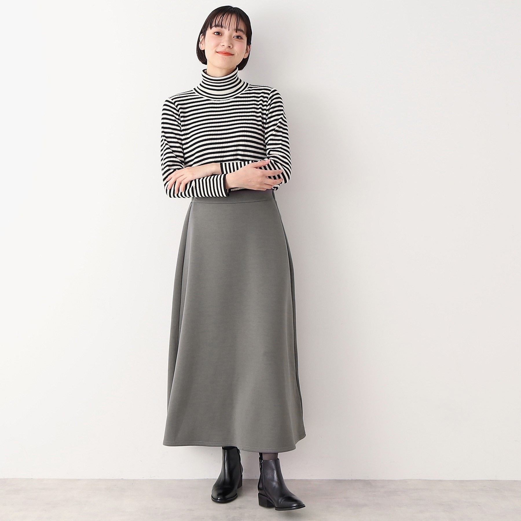 デッサン Dessin 【ウエストゴム・洗える】ダンボールジャージマーメイドスカート(S~L) (チャコールグレー(014)) チャコールグレー(014)