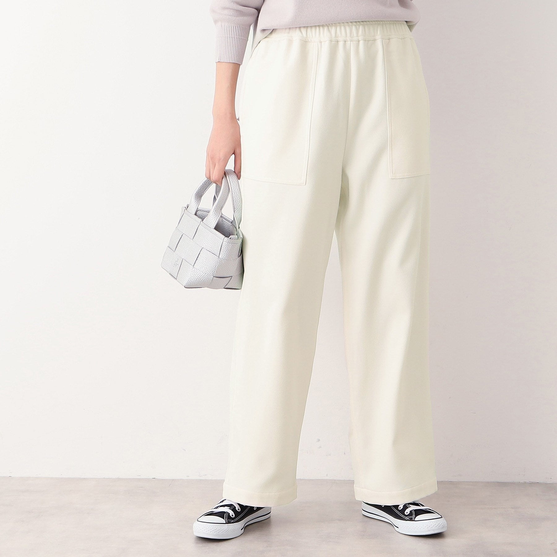 デッサン Dessin 【ウエストゴム・裏付き・洗える】アウトポケット付きパンツ(XS~L) (グレー(012)) グレー(012)