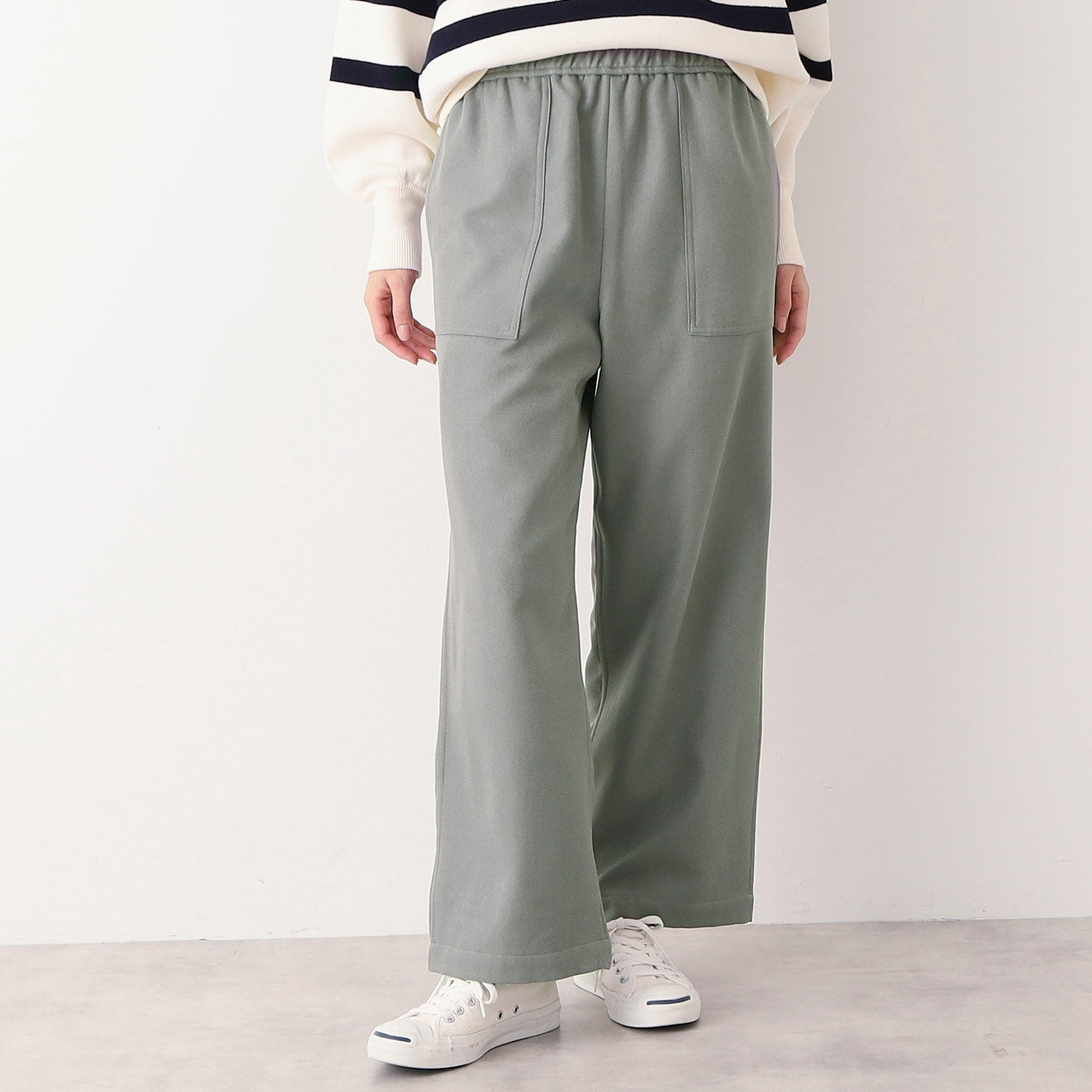 デッサン Dessin 【ウエストゴム・裏付き・洗える】アウトポケット付きパンツ(XS~L) (グレー(012)) グレー(012)