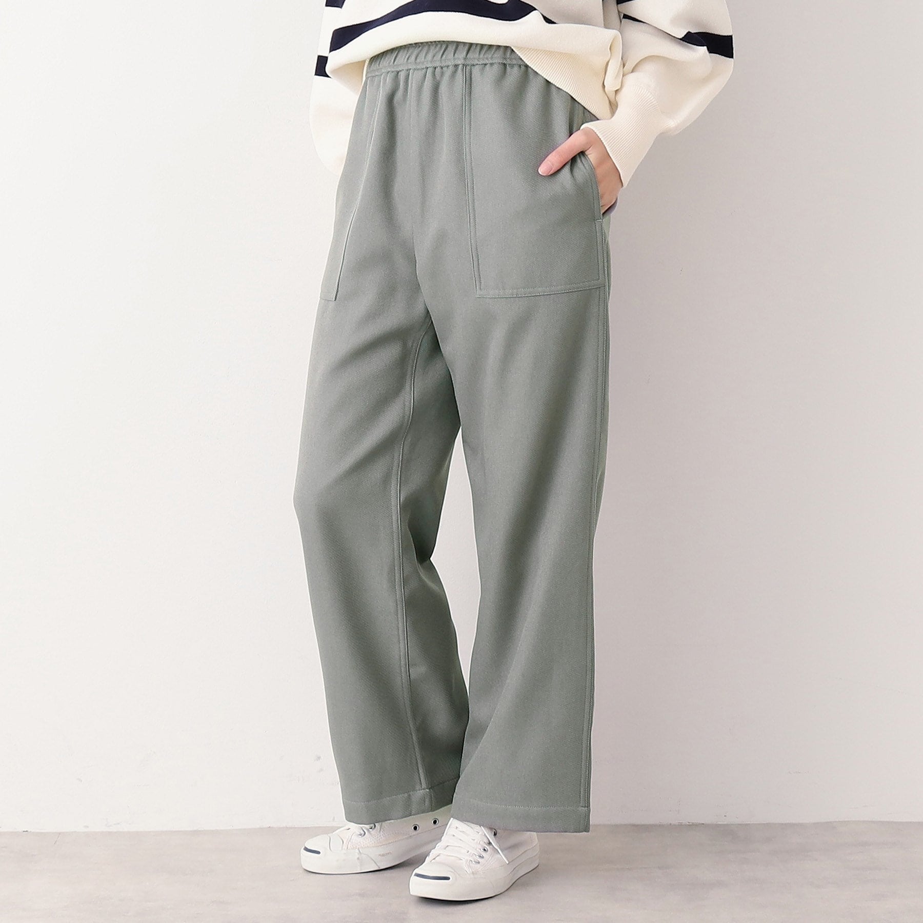 デッサン Dessin 【ウエストゴム・裏付き・洗える】アウトポケット付きパンツ(XS~L) (グレー(012)) グレー(012)