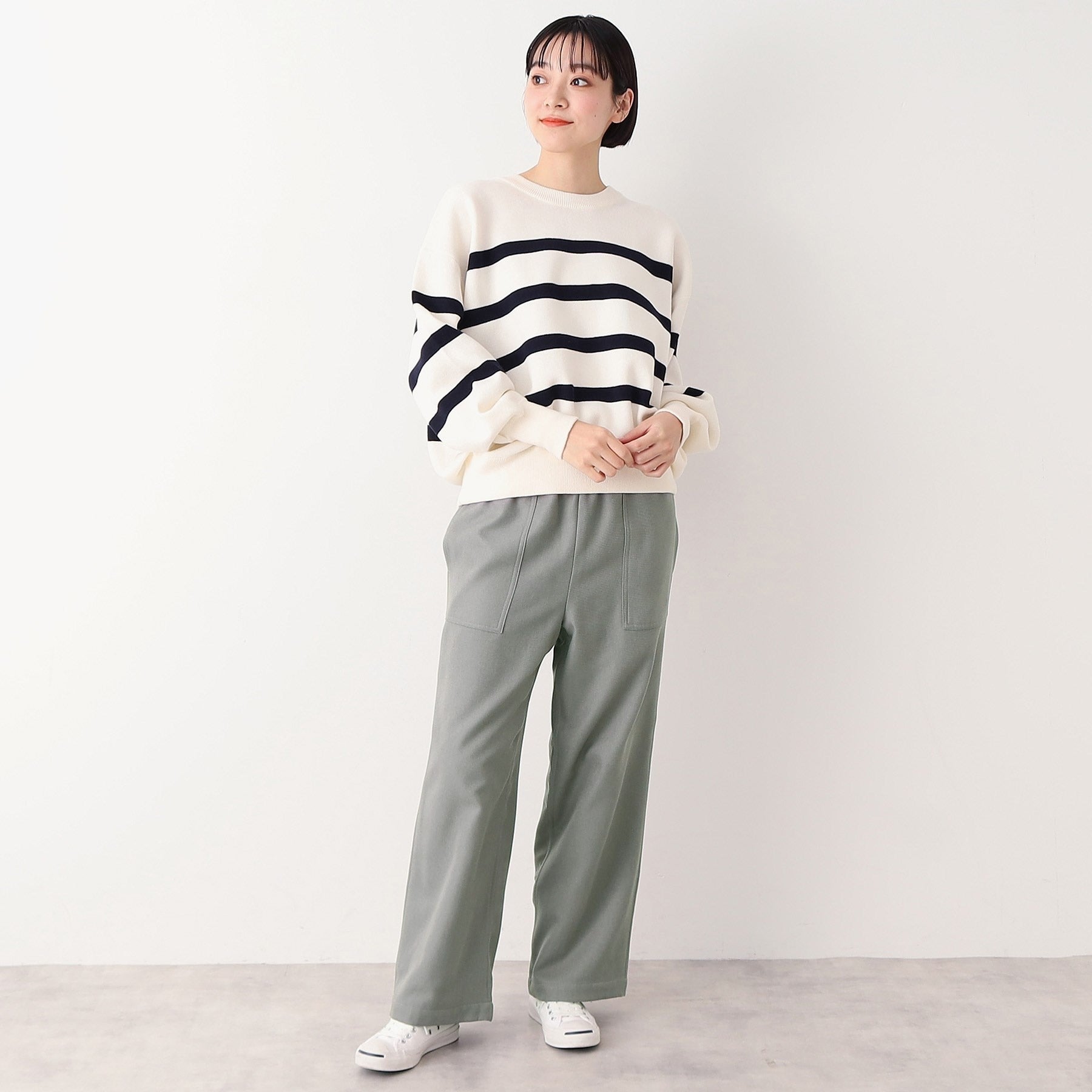 デッサン Dessin 【ウエストゴム・裏付き・洗える】アウトポケット付きパンツ(XS~L) (グレー(012)) グレー(012)