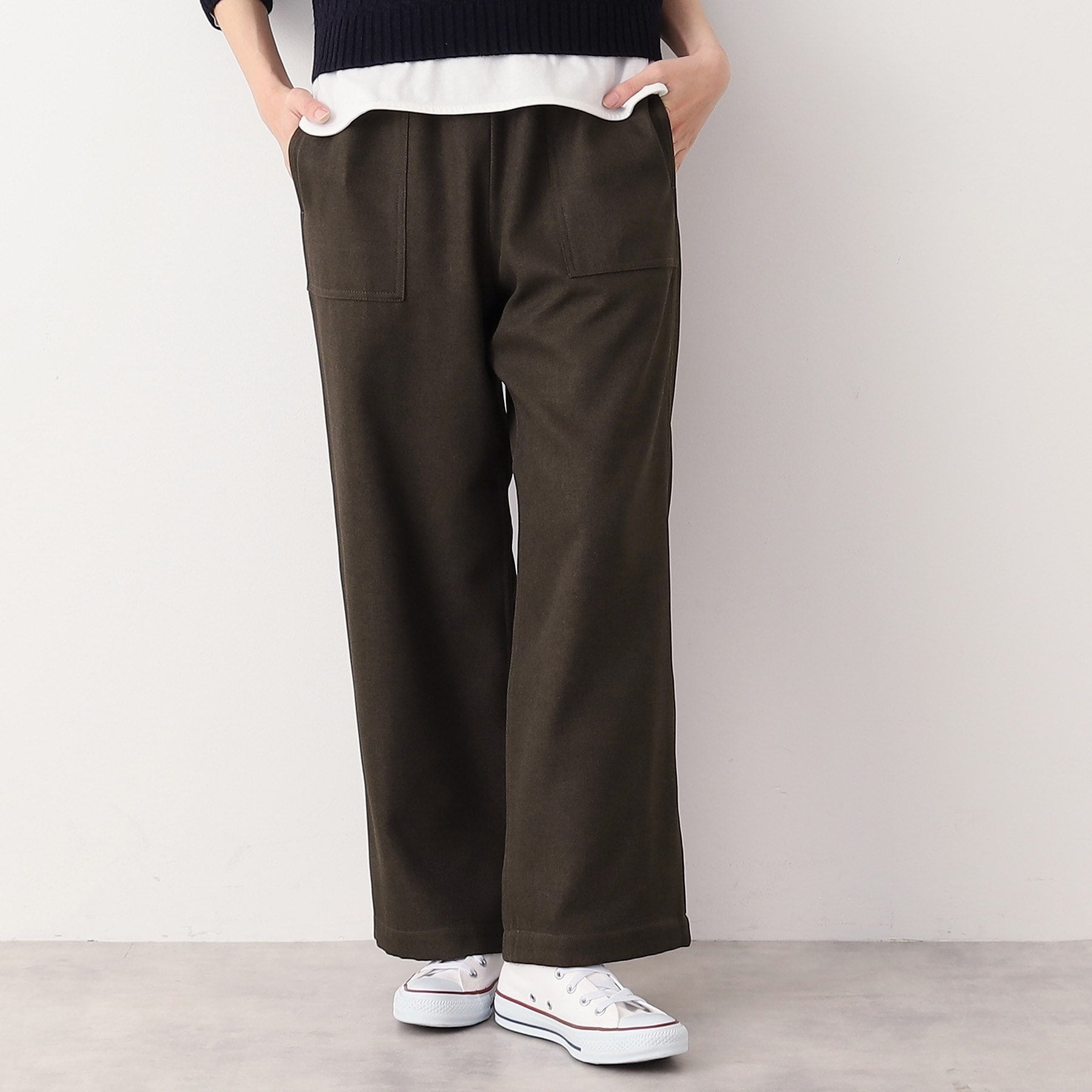 デッサン Dessin 【ウエストゴム・裏付き・洗える】アウトポケット付きパンツ(XS~L) (グレー(012)) グレー(012)