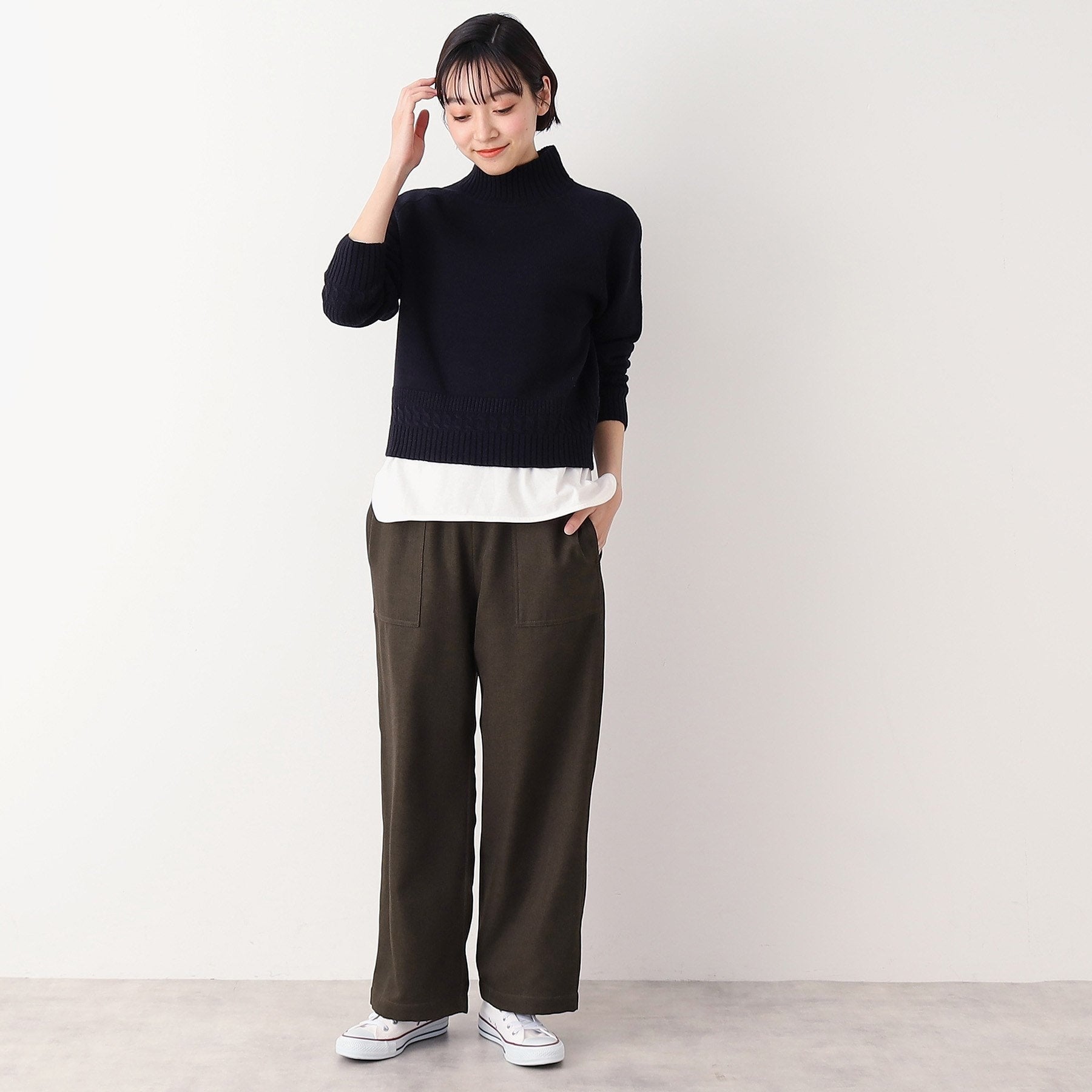 デッサン Dessin 【ウエストゴム・裏付き・洗える】アウトポケット付きパンツ(XS~L) (グレー(012)) グレー(012)