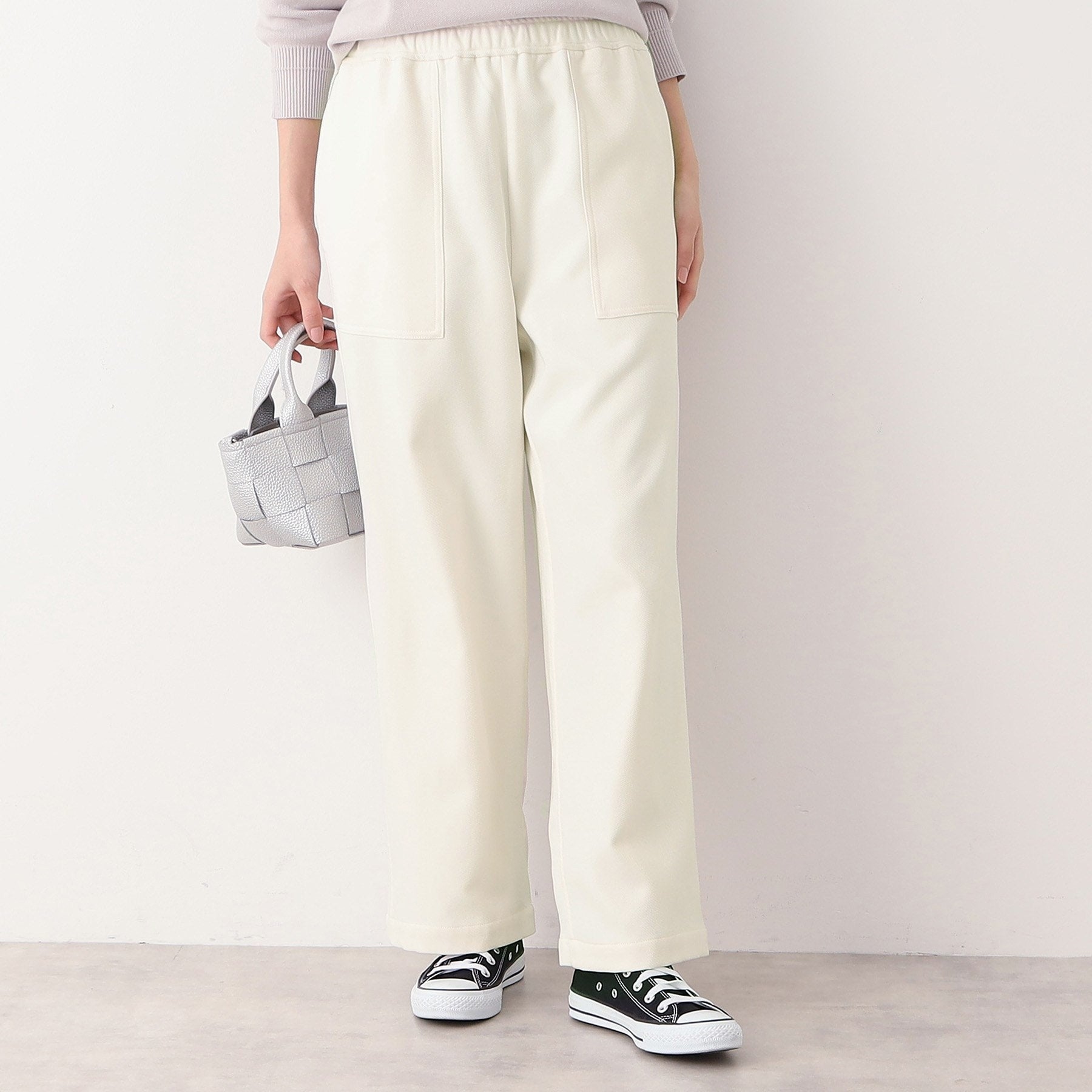 デッサン Dessin 【ウエストゴム・裏付き・洗える】アウトポケット付きパンツ(XS~L) (アイボリー(004)) アイボリー(004)