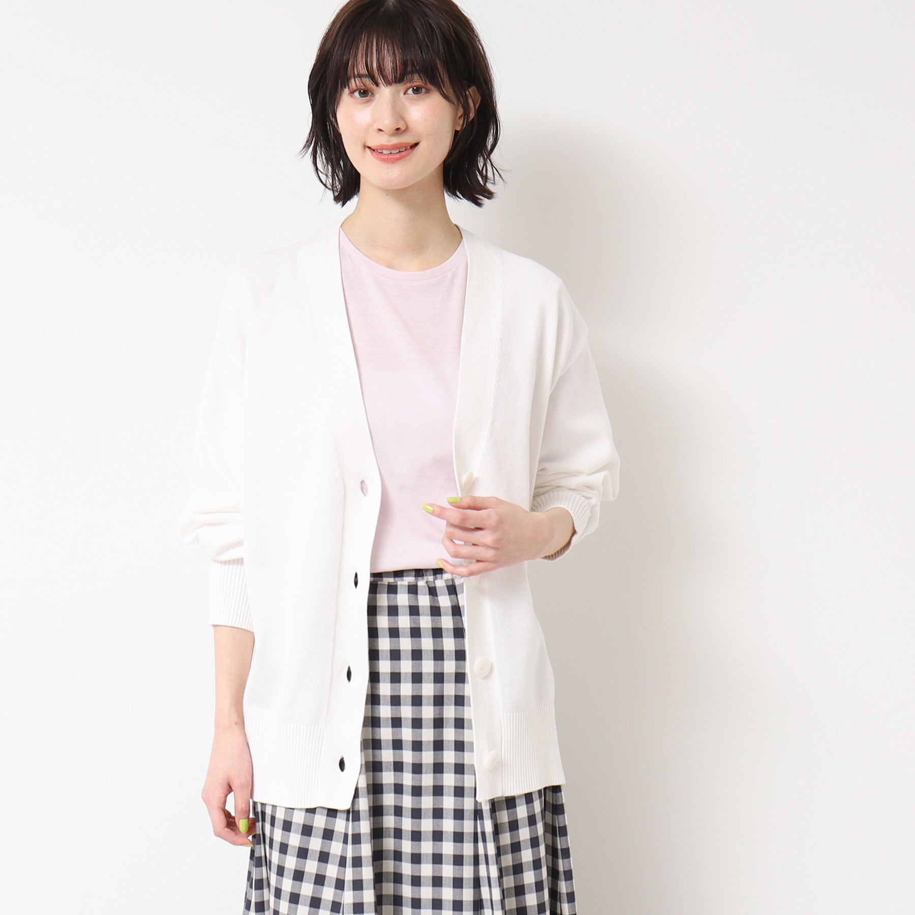 デッサン Dessin オーバーシルエットVネックカーディガン (ホワイト(002)) ホワイト(002)