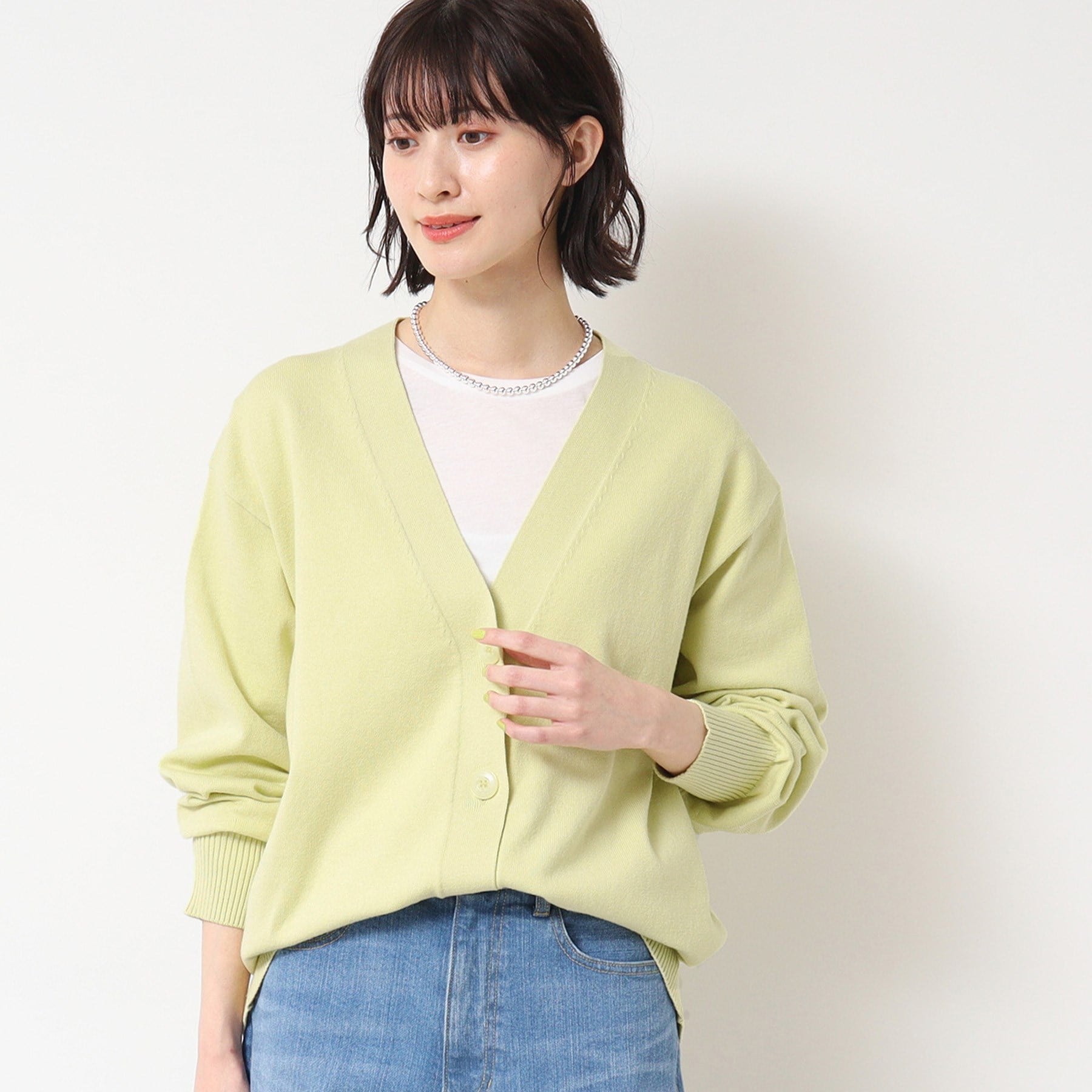 デッサン Dessin オーバーシルエットVネックカーディガン (ホワイト(002)) ホワイト(002)