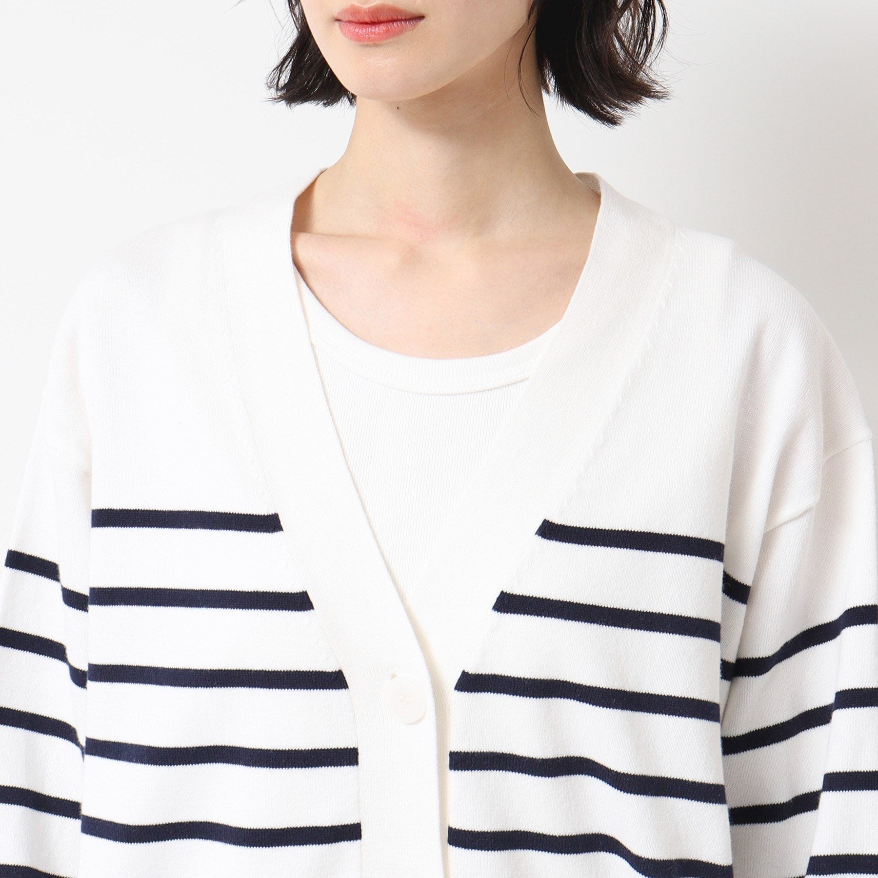 デッサン Dessin オーバーシルエットVネックカーディガン (ホワイト(002)) ホワイト(002)