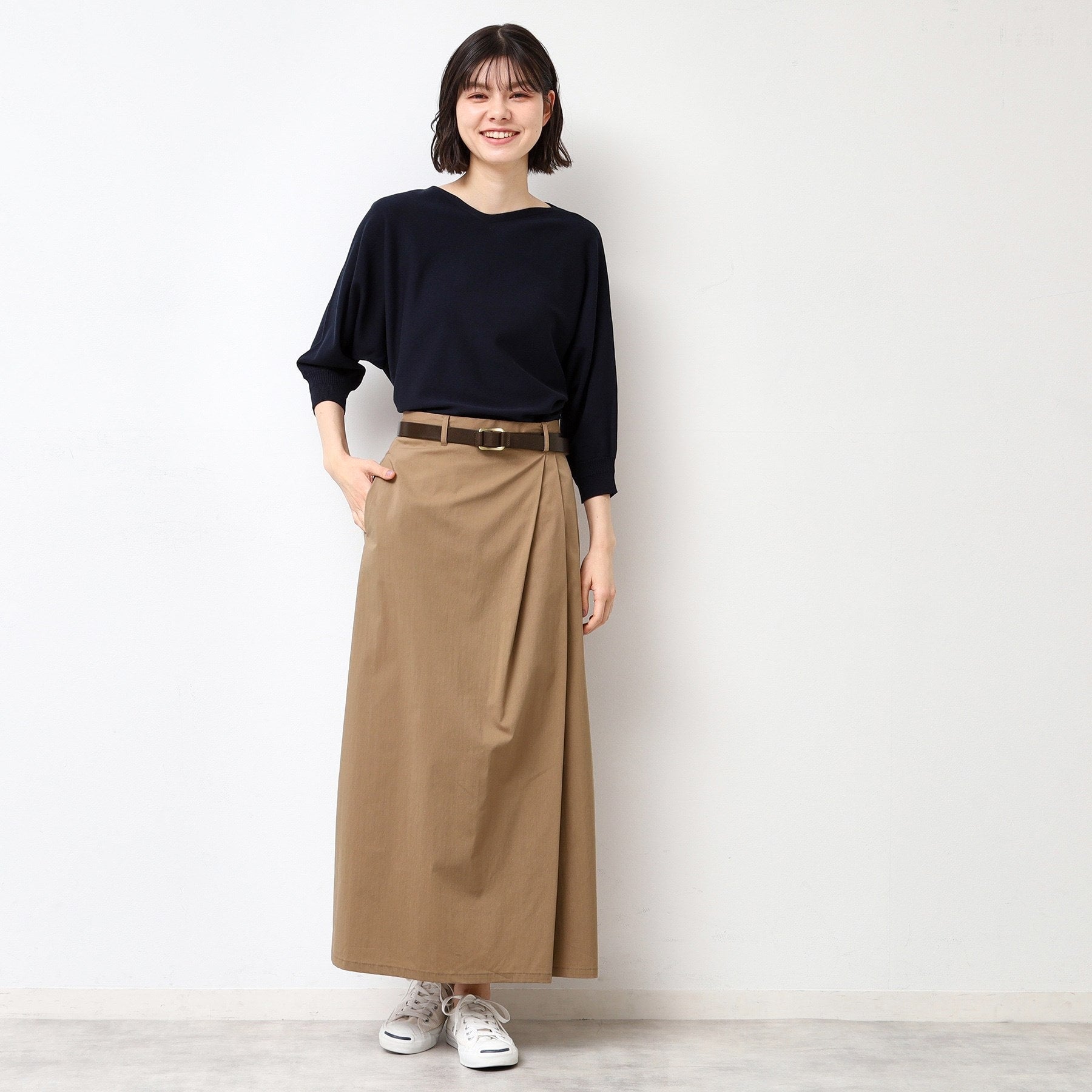 デッサン Dessin サイドタックロングスカート(S~L) (ネイビー(094)) ネイビー(094)