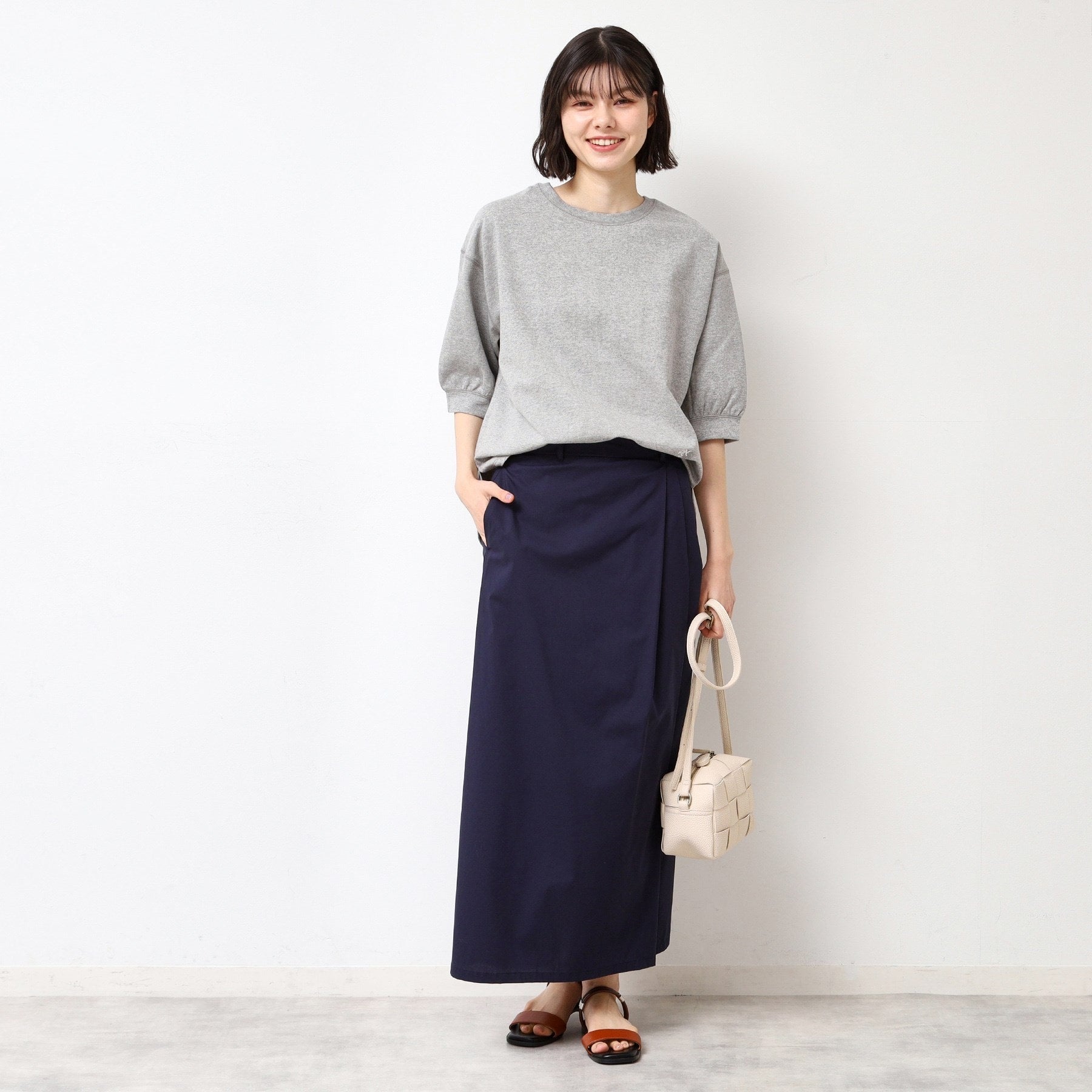 デッサン Dessin サイドタックロングスカート(S~L) (ネイビー(094)) ネイビー(094)