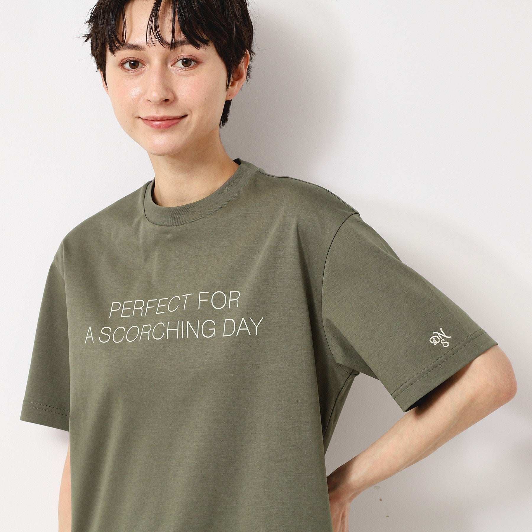 デッサン Dessin 【接触冷感/抗菌防臭】アイスクリアコットンロゴTシャツ (カーキ(027)) カーキ(027)