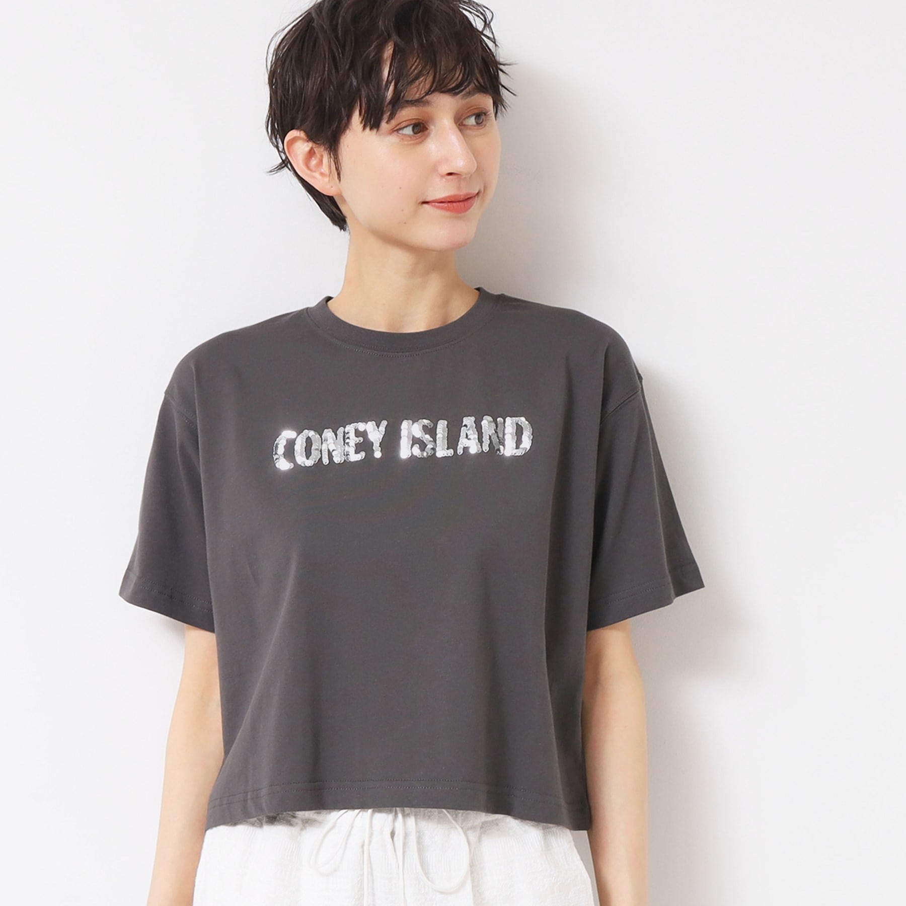 デッサン Dessin スパンコールロゴTシャツ(XS~L) (ピンク(071)) ピンク(071)