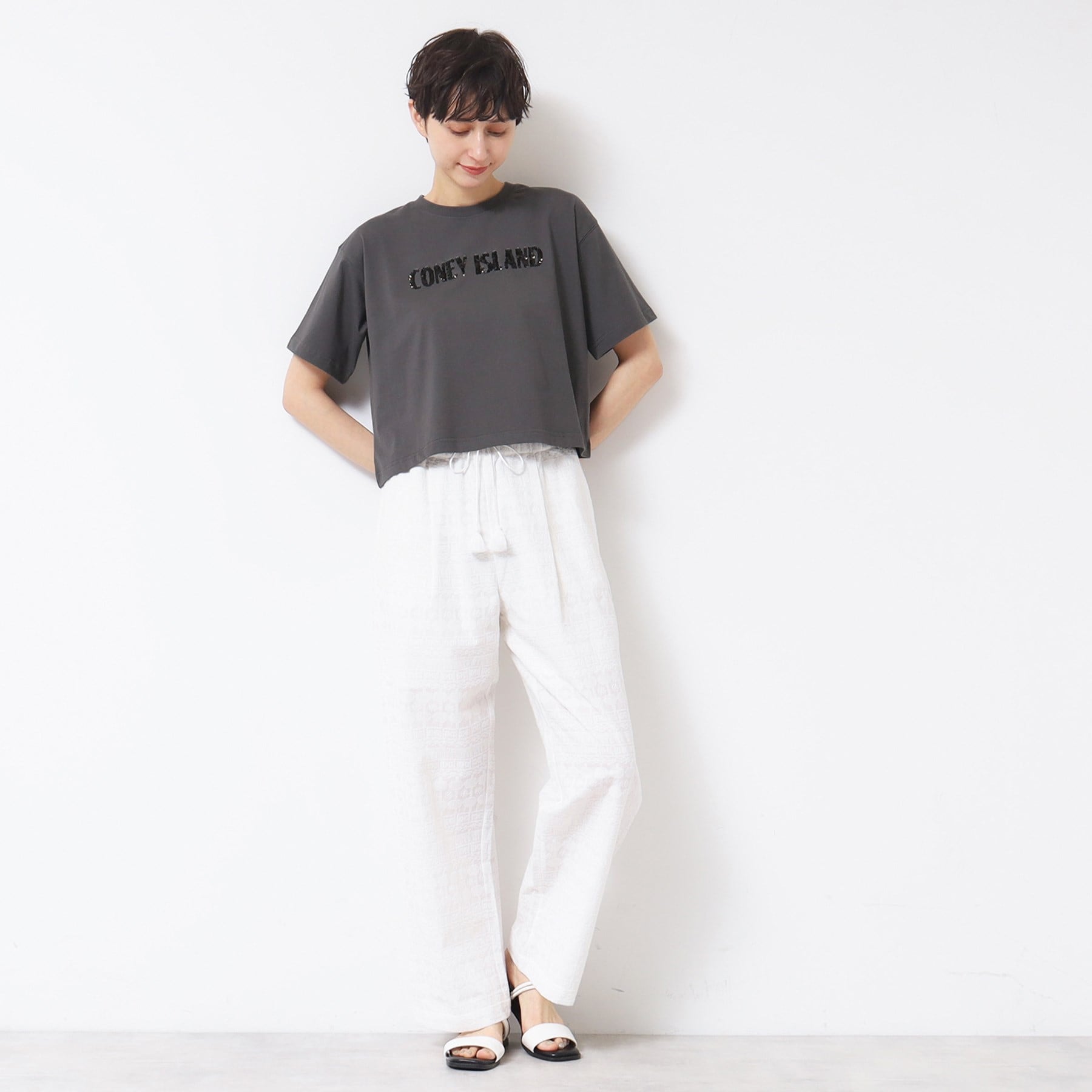 デッサン Dessin スパンコールロゴTシャツ(XS~L) (ピンク(071)) ピンク(071)