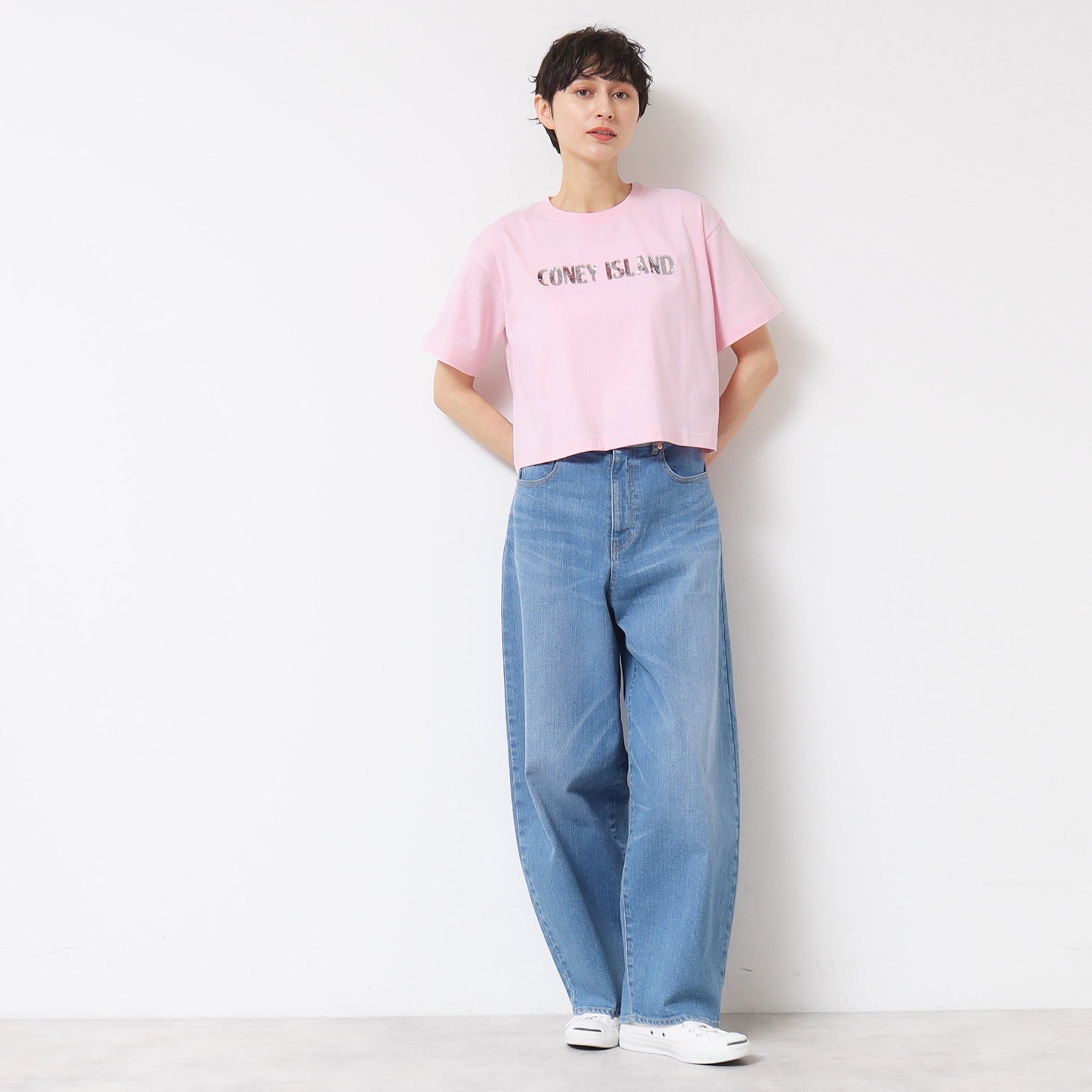 デッサン Dessin スパンコールロゴTシャツ(XS~L) (ピンク(071)) ピンク(071)