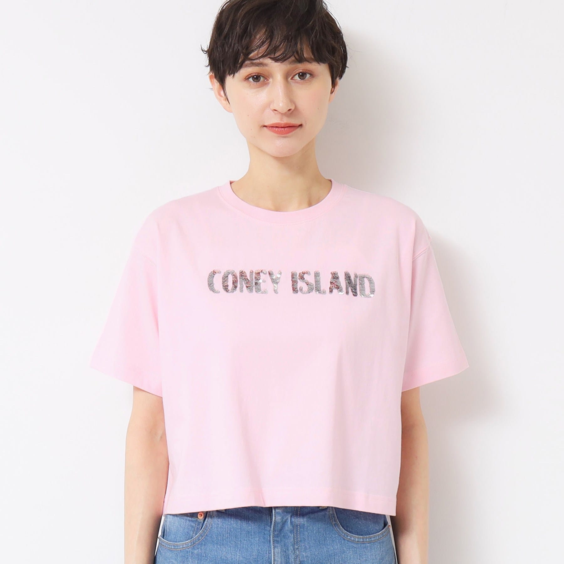 デッサン Dessin スパンコールロゴTシャツ(XS~L) (ピンク(071)) ピンク(071)