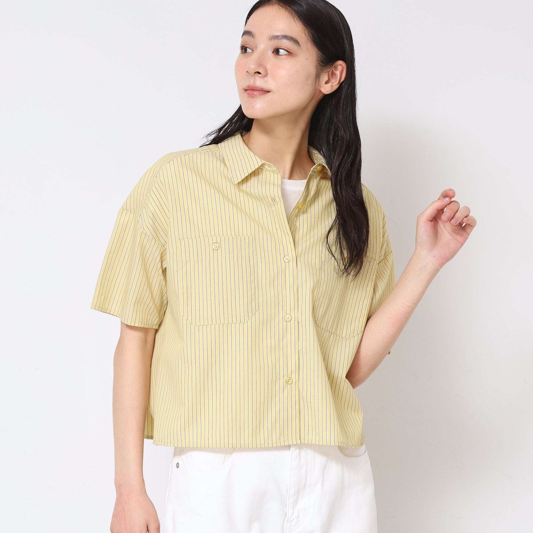デッサン Dessin クロップド丈シャツ(XS~L) (ネイビー(396)) ネイビー(396)