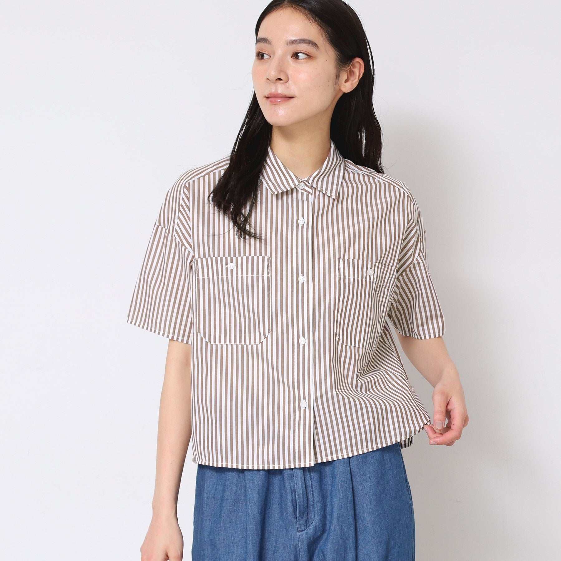 デッサン Dessin クロップド丈シャツ(XS~L) (ネイビー(396)) ネイビー(396)