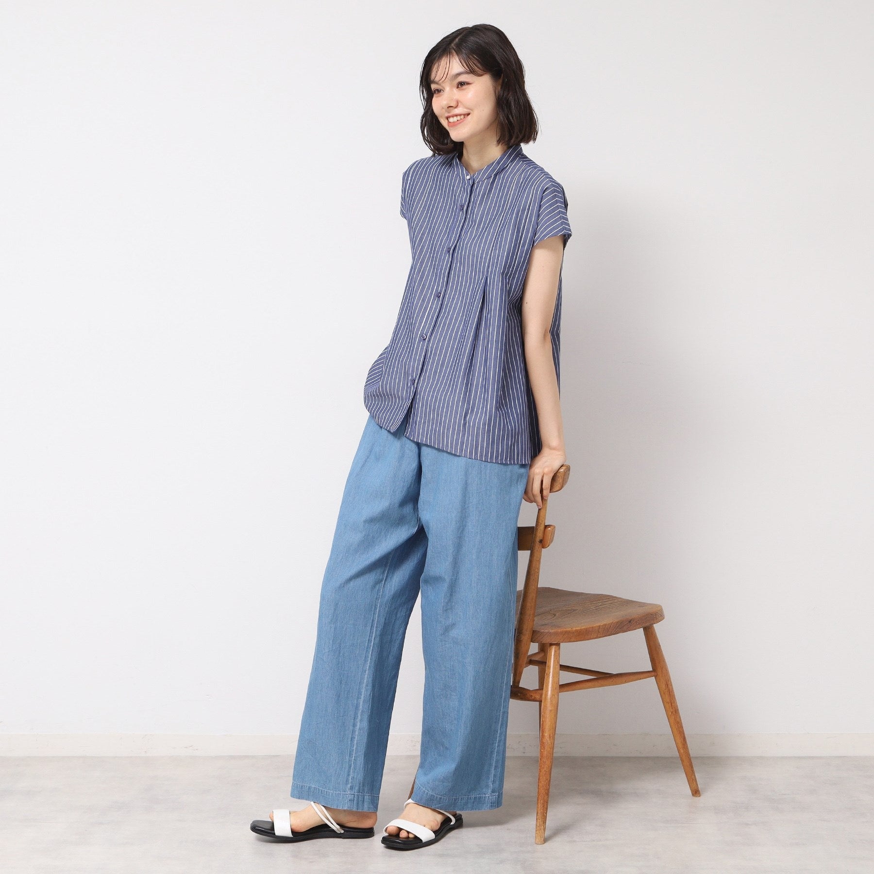 デッサン Dessin フレンチスリーブブラウス(XS~L) (ブルー(393)) ブルー(393)