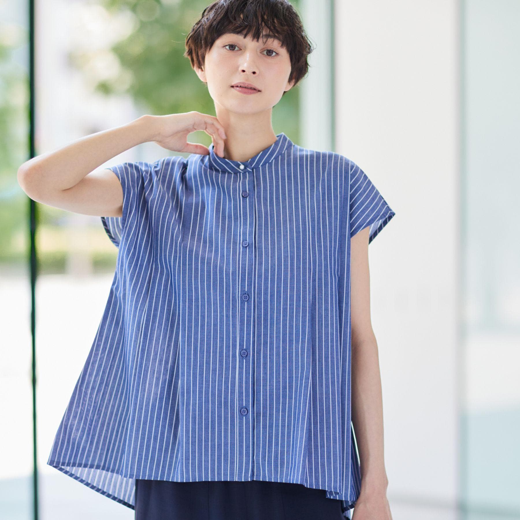 デッサン Dessin フレンチスリーブブラウス(XS~L) (ブルー(393)) ブルー(393)