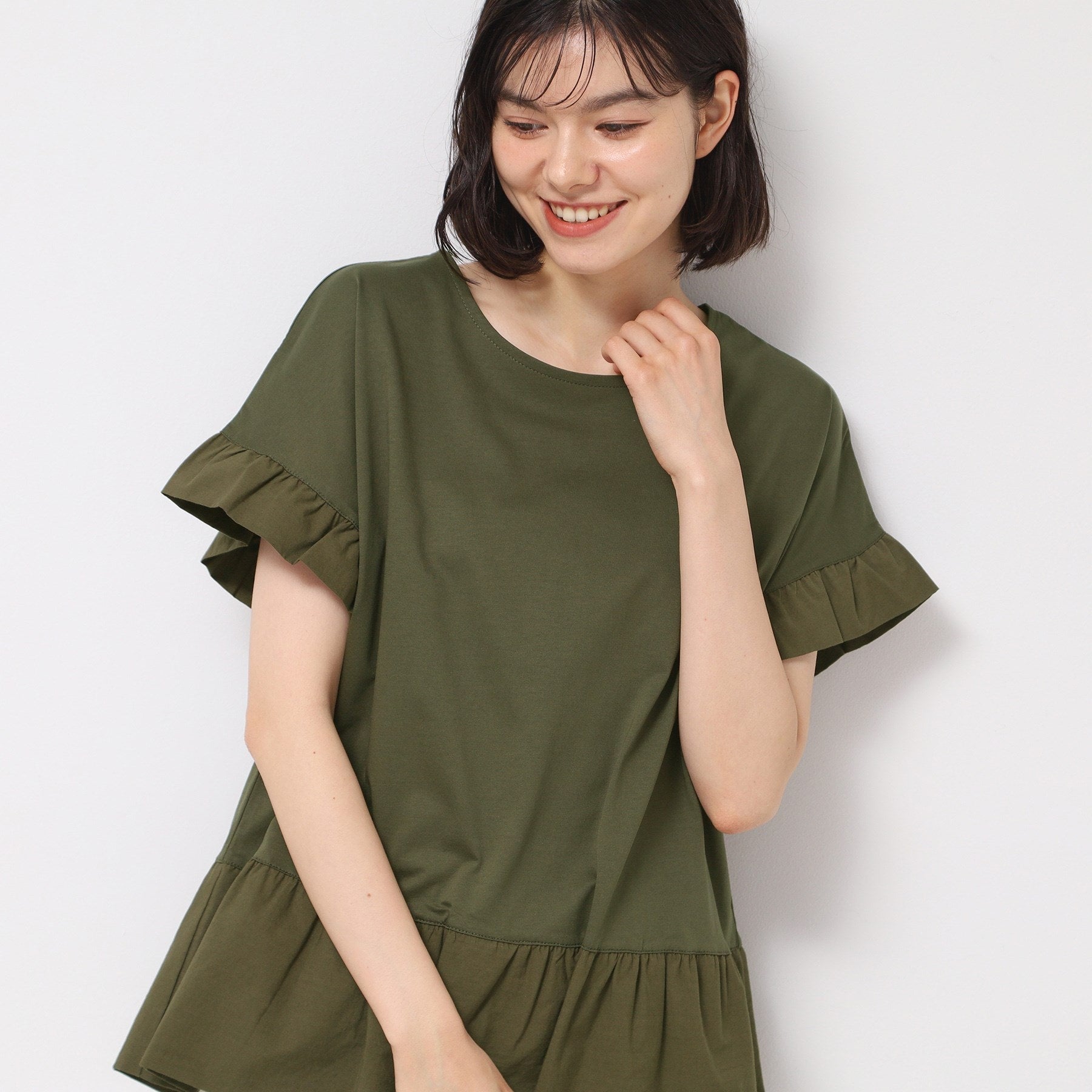 デッサン Dessin 切り替えカットソー (オリーブグリーン(026)) オリーブグリーン(026)