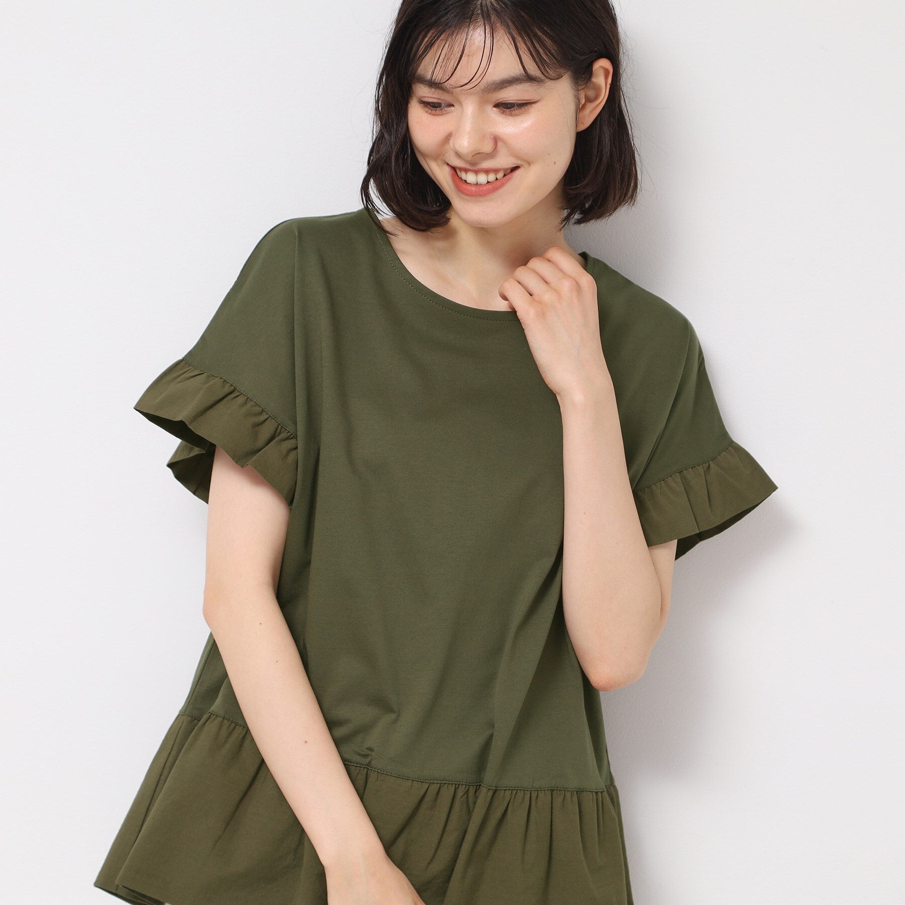 デッサン Dessin 切り替えカットソー (オリーブグリーン(026)) オリーブグリーン(026)