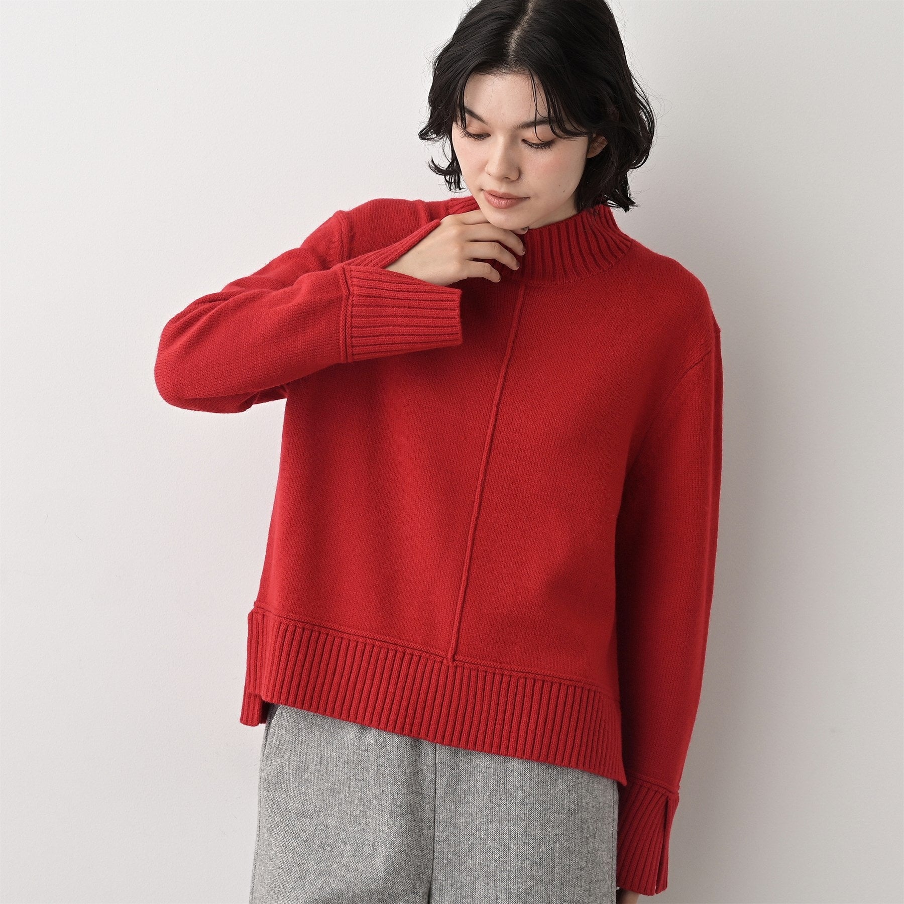 デッサン Dessin ハイネックニット (レッド(063)) レッド(063)