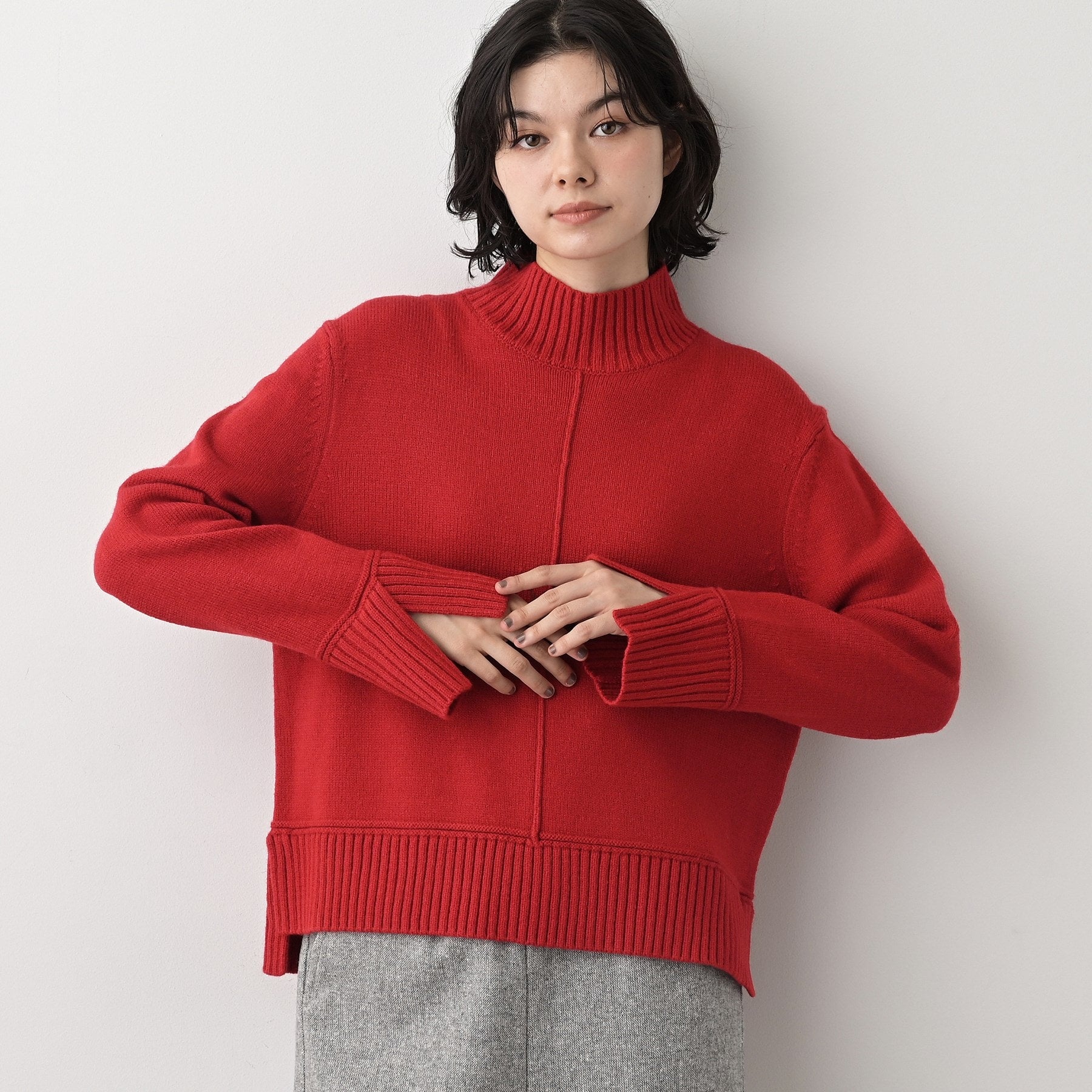 デッサン Dessin ハイネックニット (レッド(063)) レッド(063)