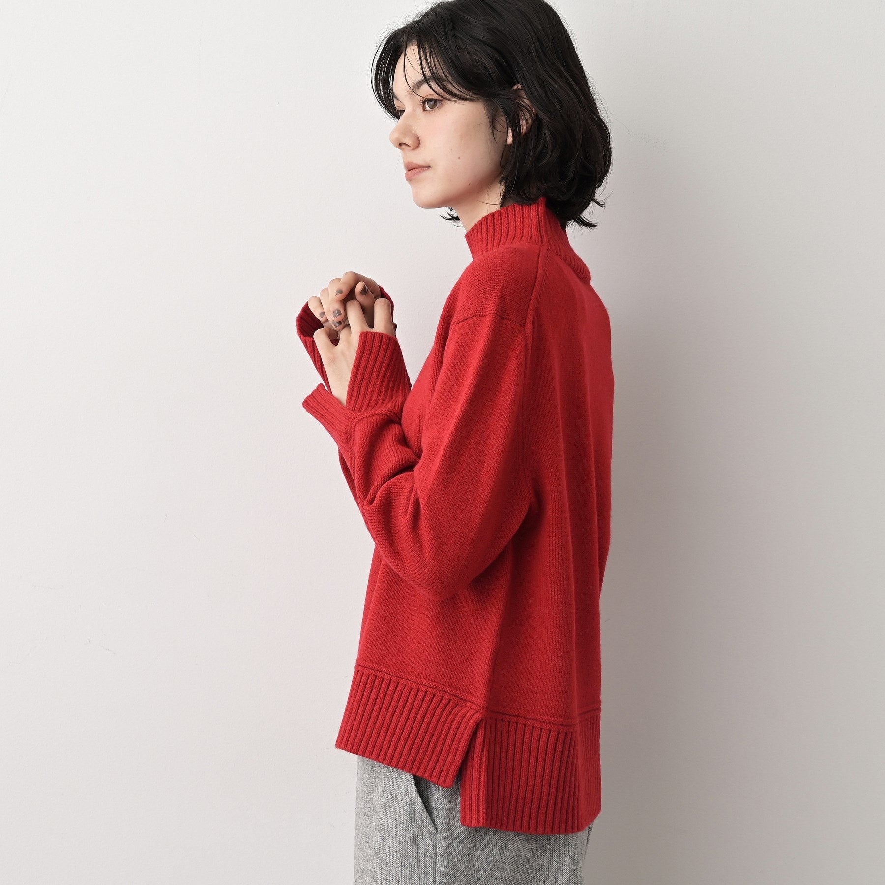 デッサン Dessin ハイネックニット (レッド(063)) レッド(063)