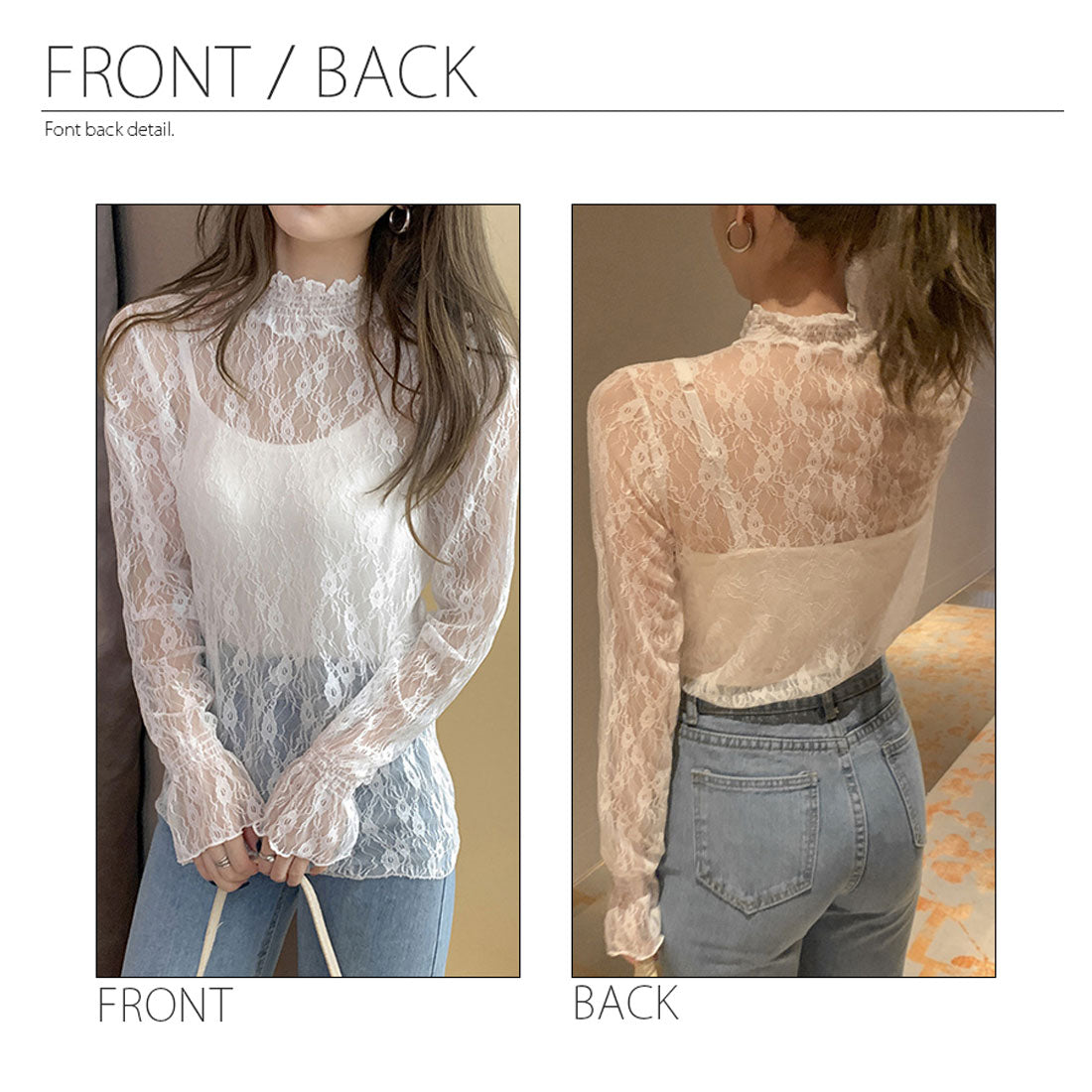 ダイヤモンドハーツ Diamond Hearts 長袖レースシースルー ブラウス