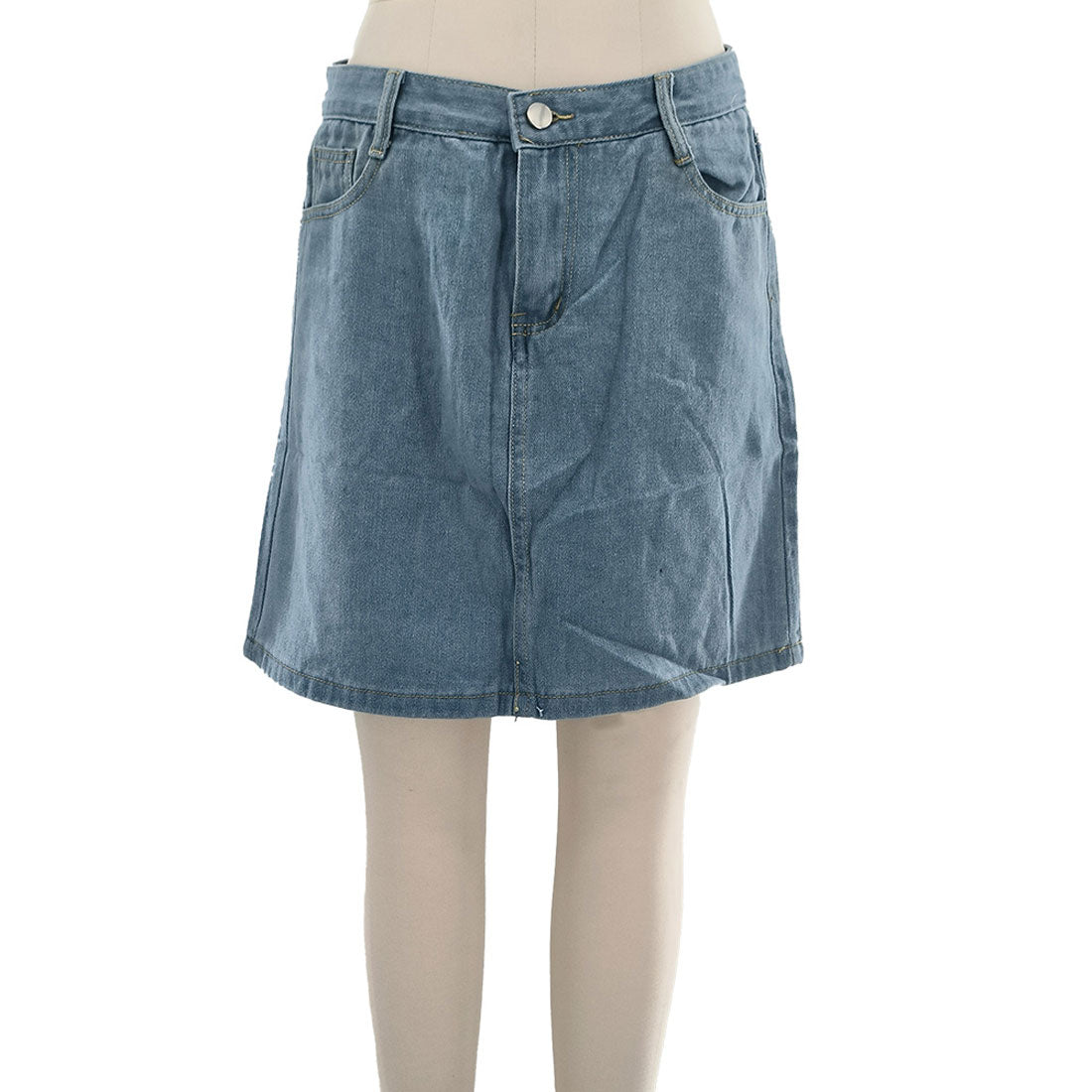 デューリリー Dewlily デニム風ミニスカート レディース 10代 20代 30代 韓国ファッション 春 夏 秋 カジュアル かわいい おしゃれ シンプル ミニ丈 白 黒 (ブラック) ブラック