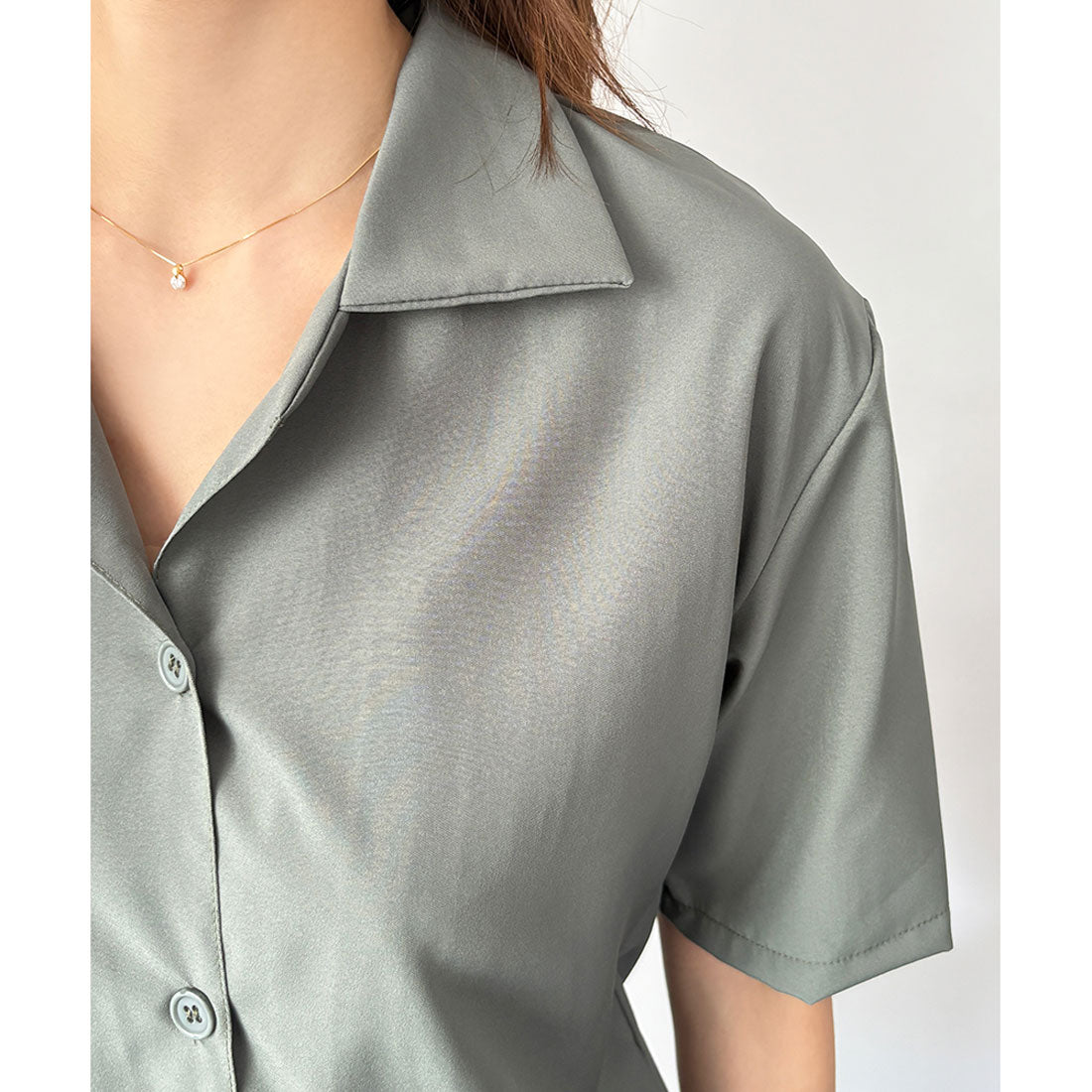 デューリリー Dewlily オープンカラー半袖シャツ レディース 韓国 春夏 シンプル カジュアル ブラウス 無地 おしゃれ 大人 かわいい お出かけ トップス 涼しげ らくちん (イエロー) イエロー