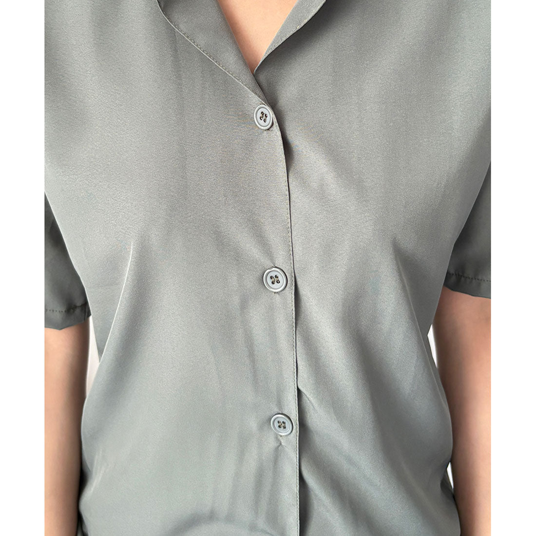 デューリリー Dewlily オープンカラー半袖シャツ レディース 韓国 春夏 シンプル カジュアル ブラウス 無地 おしゃれ 大人 かわいい お出かけ トップス 涼しげ らくちん (イエロー) イエロー