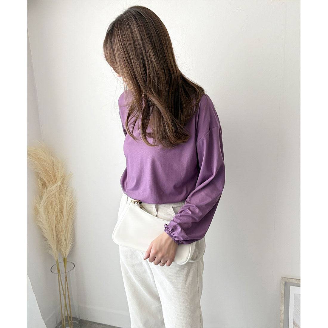 デューリリー Dewlily ボリューム袖カットソー レディース 韓国 カジュアル 長袖 ゆったり 無地 シンプル トップス 大人 リラックス 春 夏 秋 冬 着回し 普段着 (グリーン) グリーン