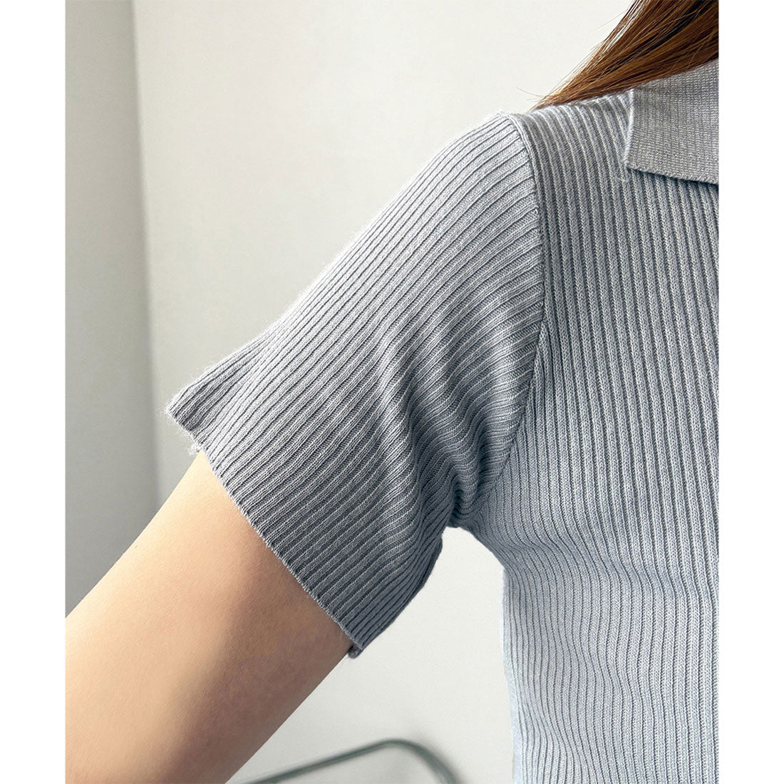 デューリリー Dewlily スキッパー半袖ポロニット レディース 韓国 カジュアル シンプル ショート丈 おしゃれ かわいい 大人 春 夏 着回し お出かけ トップス シャツ (イエロー) イエロー